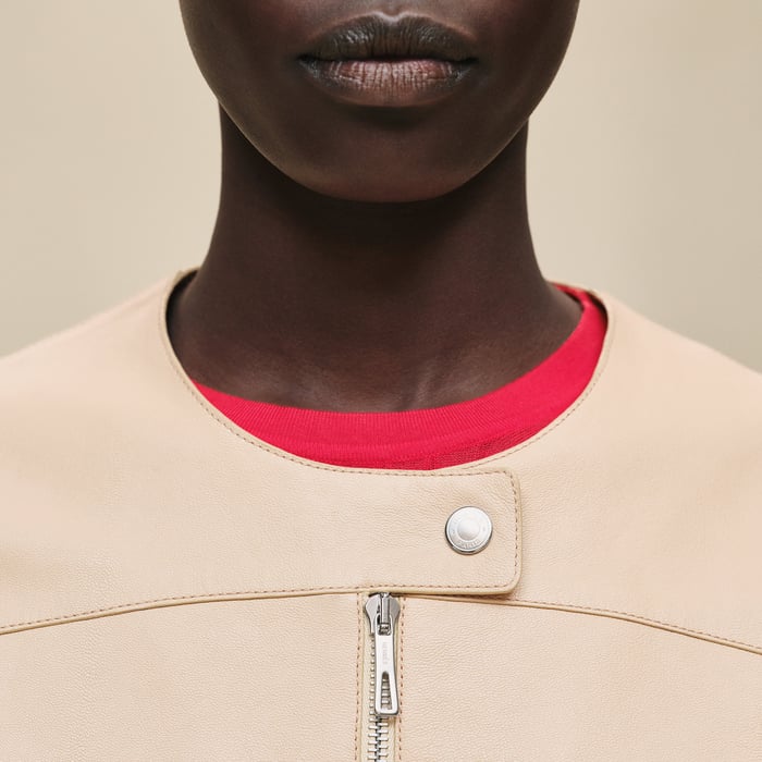 Beige Cajou Biker Jacket