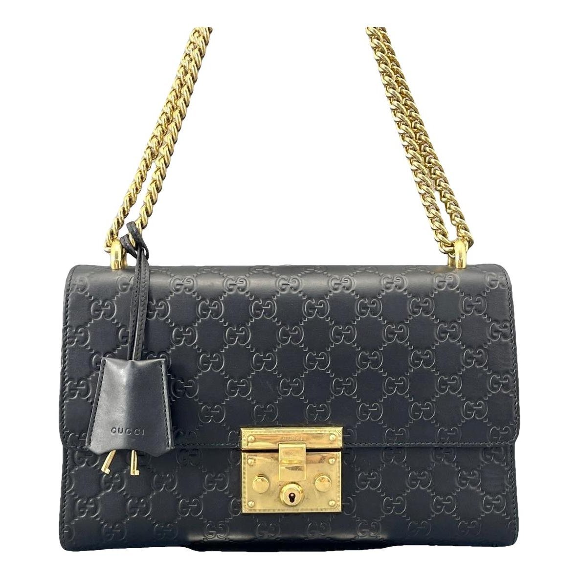 Padlock leather handbag