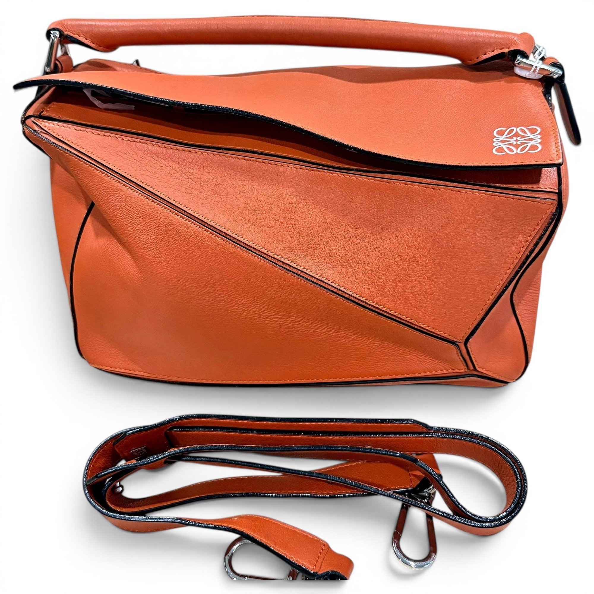 Puzzle leather handbag