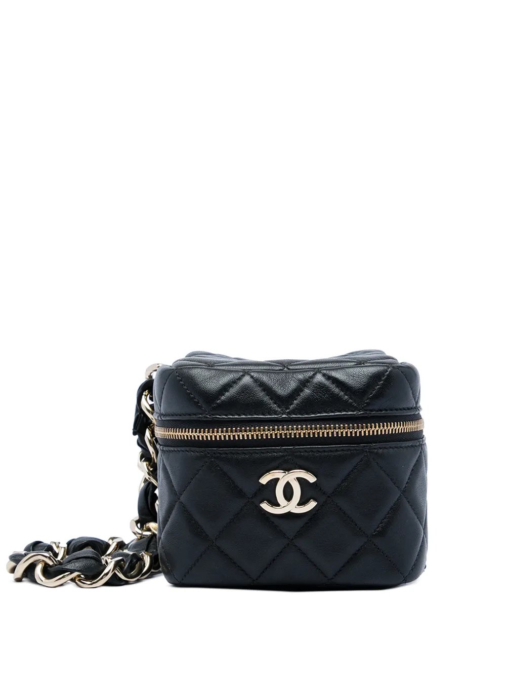 2021 CC Quilted Lambskin Cube Wristlet Case vanity bag