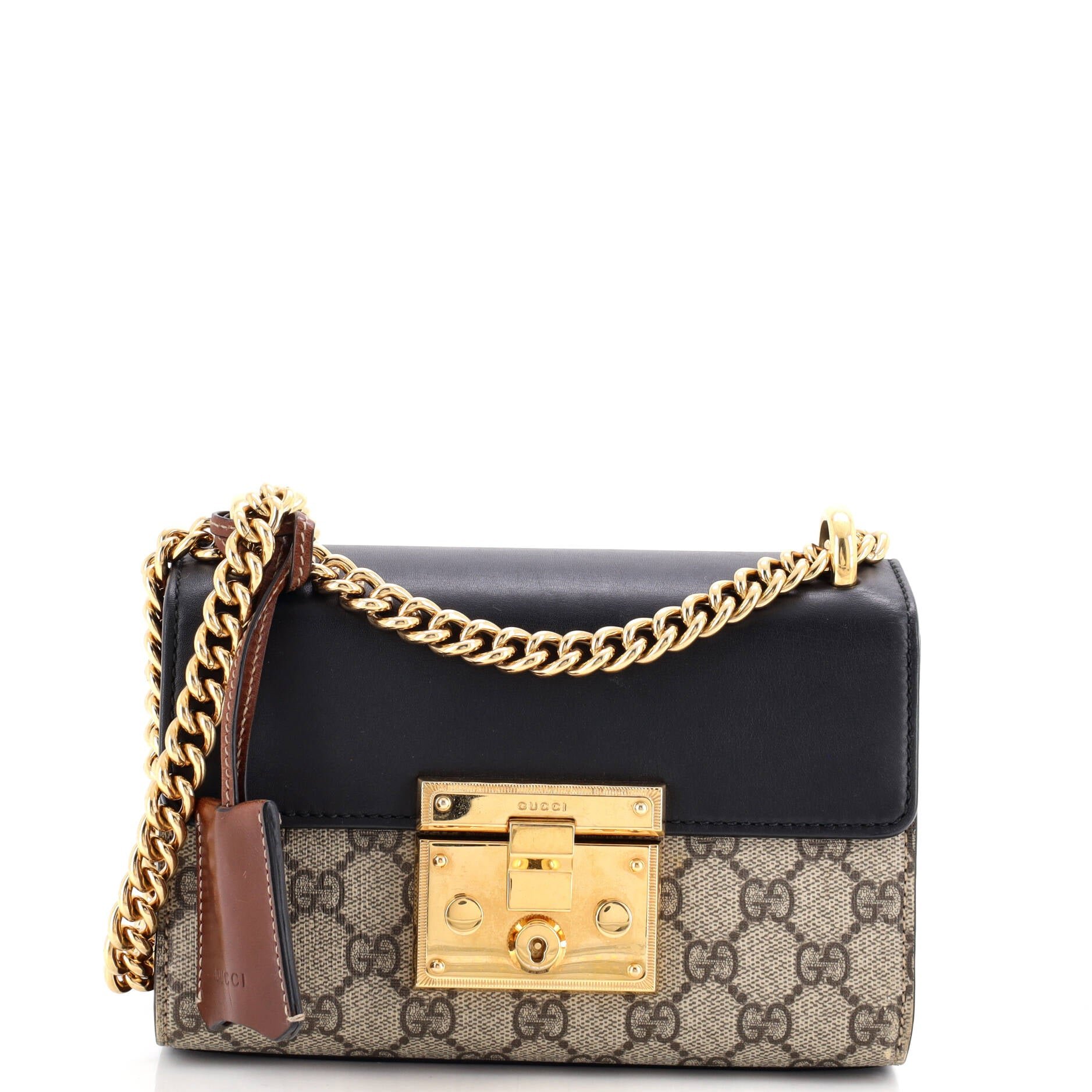 Padlock Shoulder Bag GG Coated Canvas and Leather Small