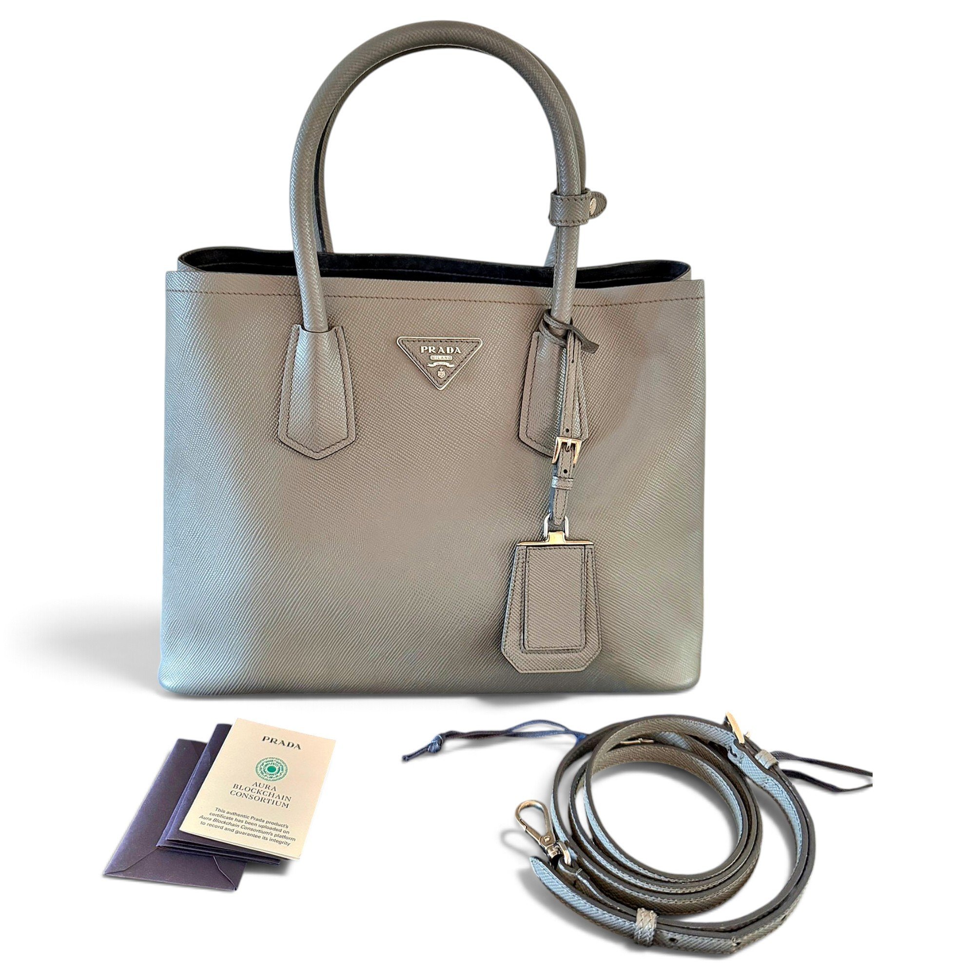 Double leather handbag