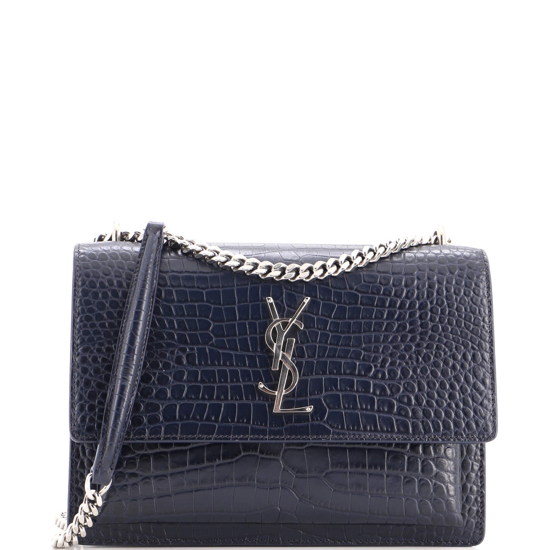 Sunset Crossbody Bag Crocodile Embossed Leather Medium