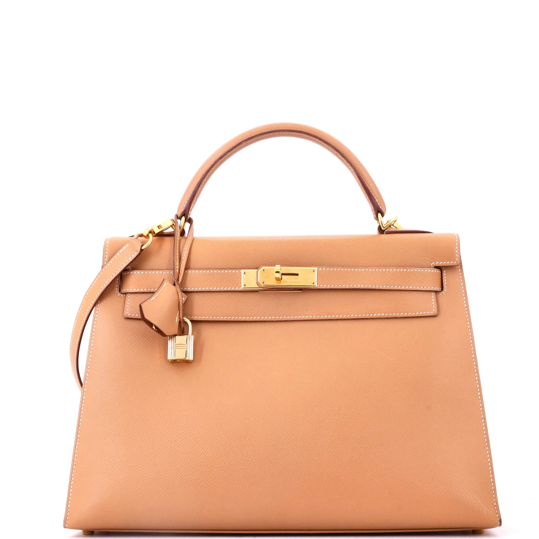 Kelly Handbag Natural Courchevel with Gold Hardware 32