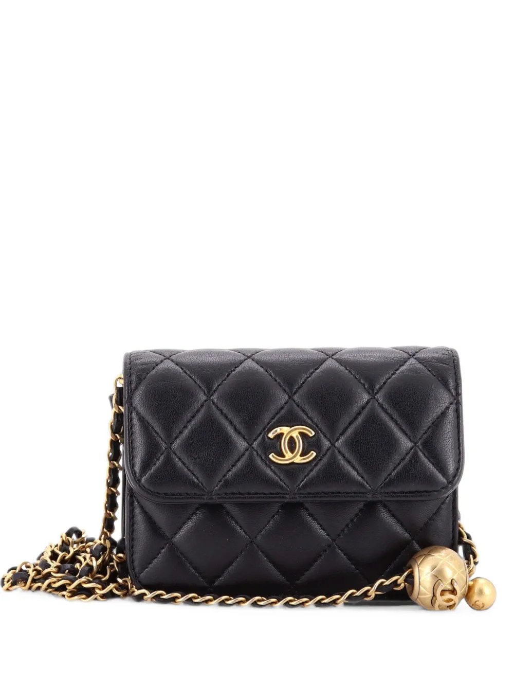 Pearl Crush Flap Clutch with Chain Quilted Lambskin Mini crossbody bag