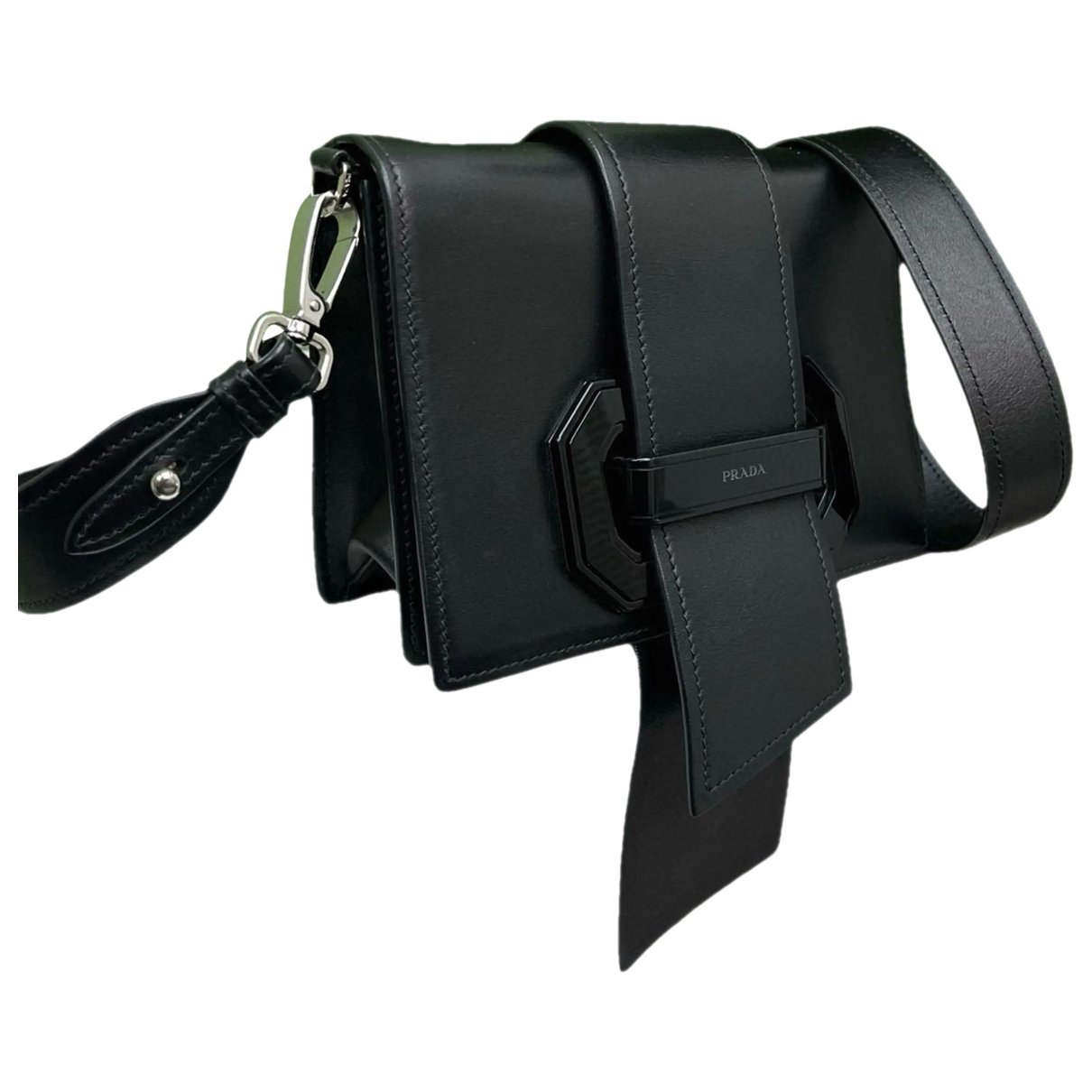 Ribbon leather crossbody bag