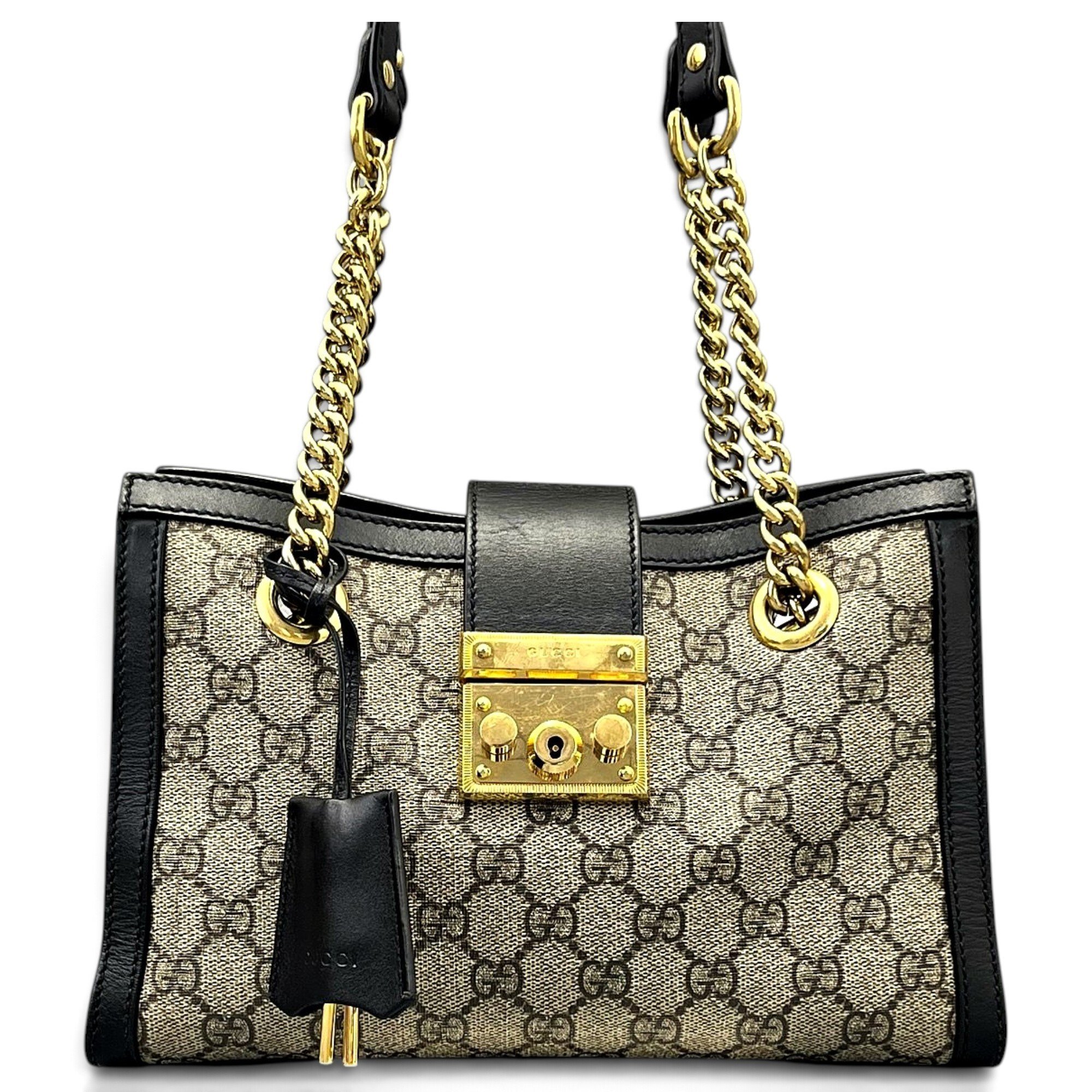 Padlock leather handbag