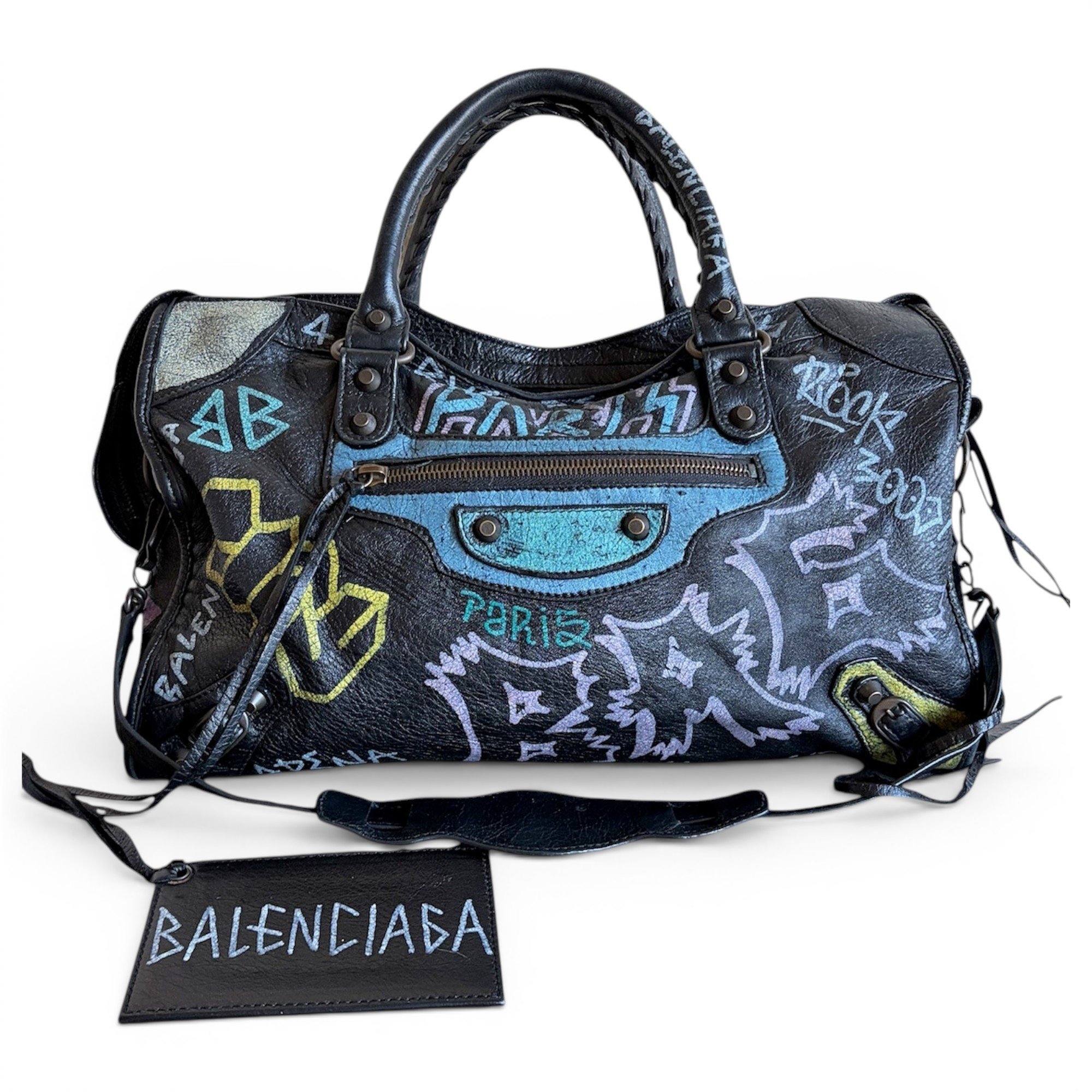 City leather handbag