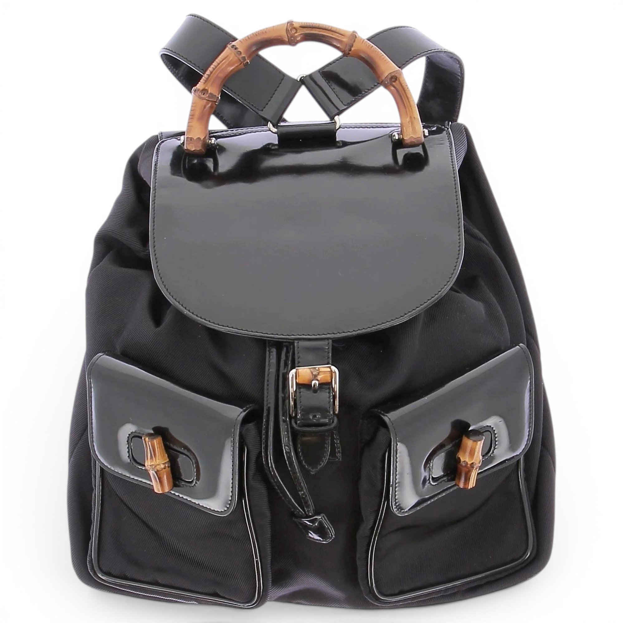 Vintage Bamboo patent leather backpack