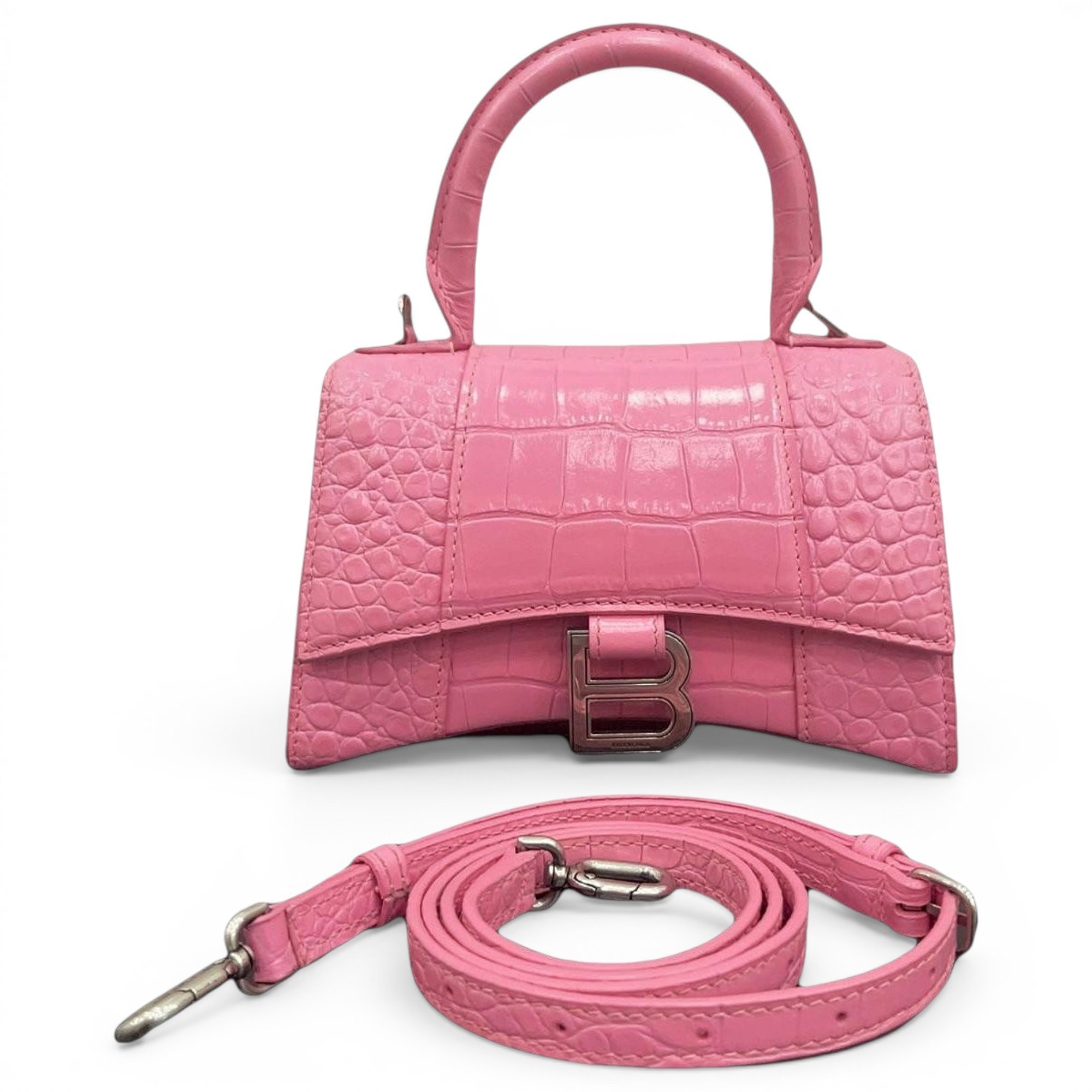 Hourglass leather handbag