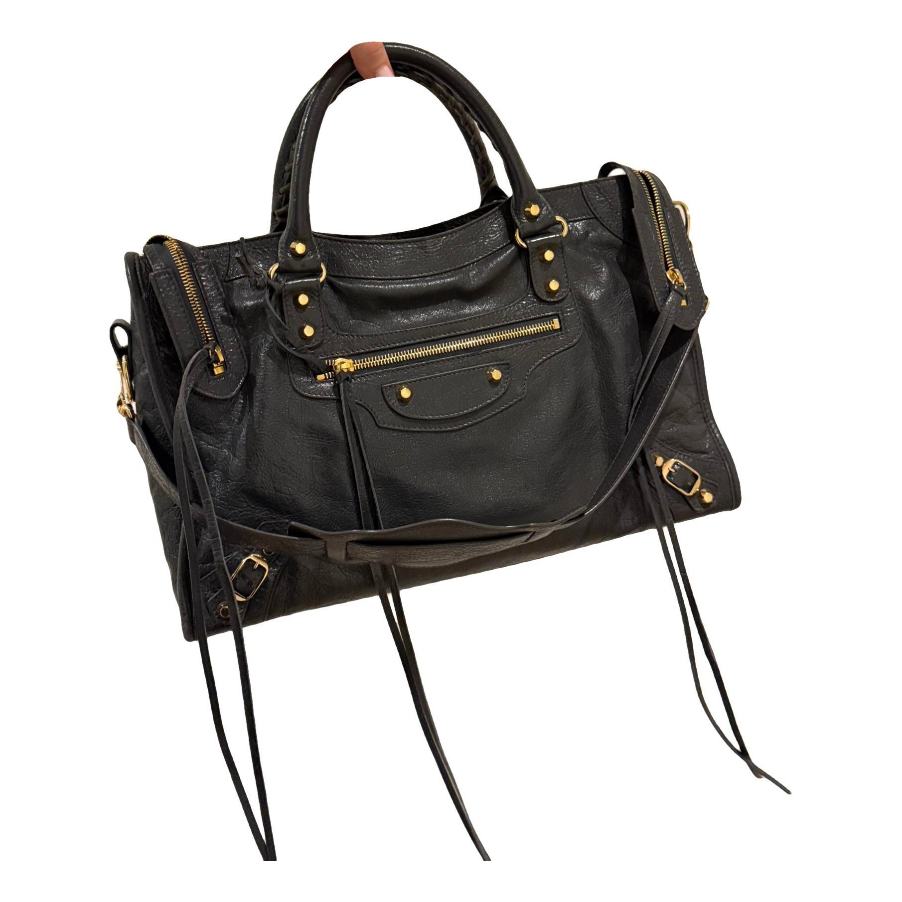 City leather handbag