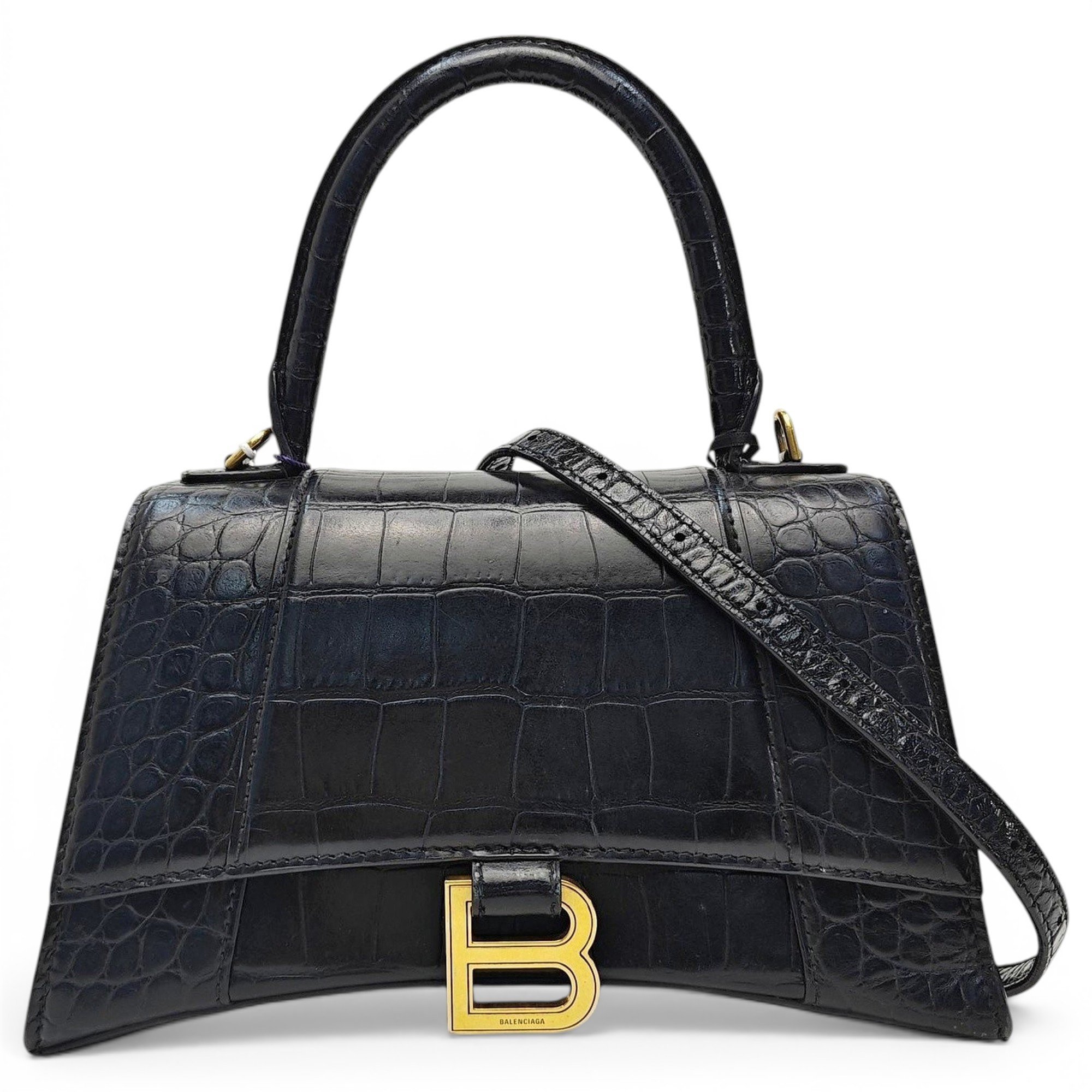 Hourglass leather handbag