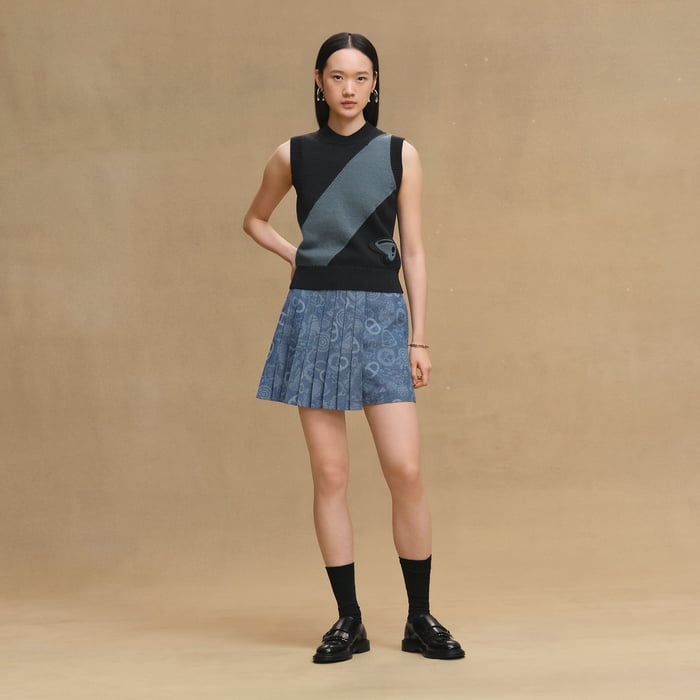 Bleu Denim "Candy Libris" Pleated Culottes
