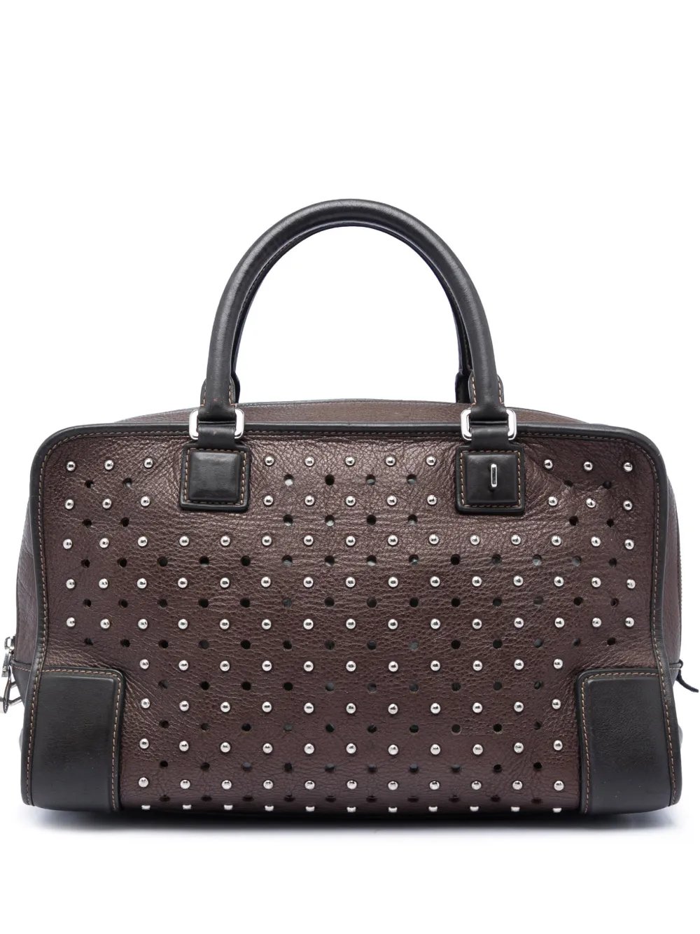 2009 Bicolor Leather Studded Perforated Amazona 36 handbag