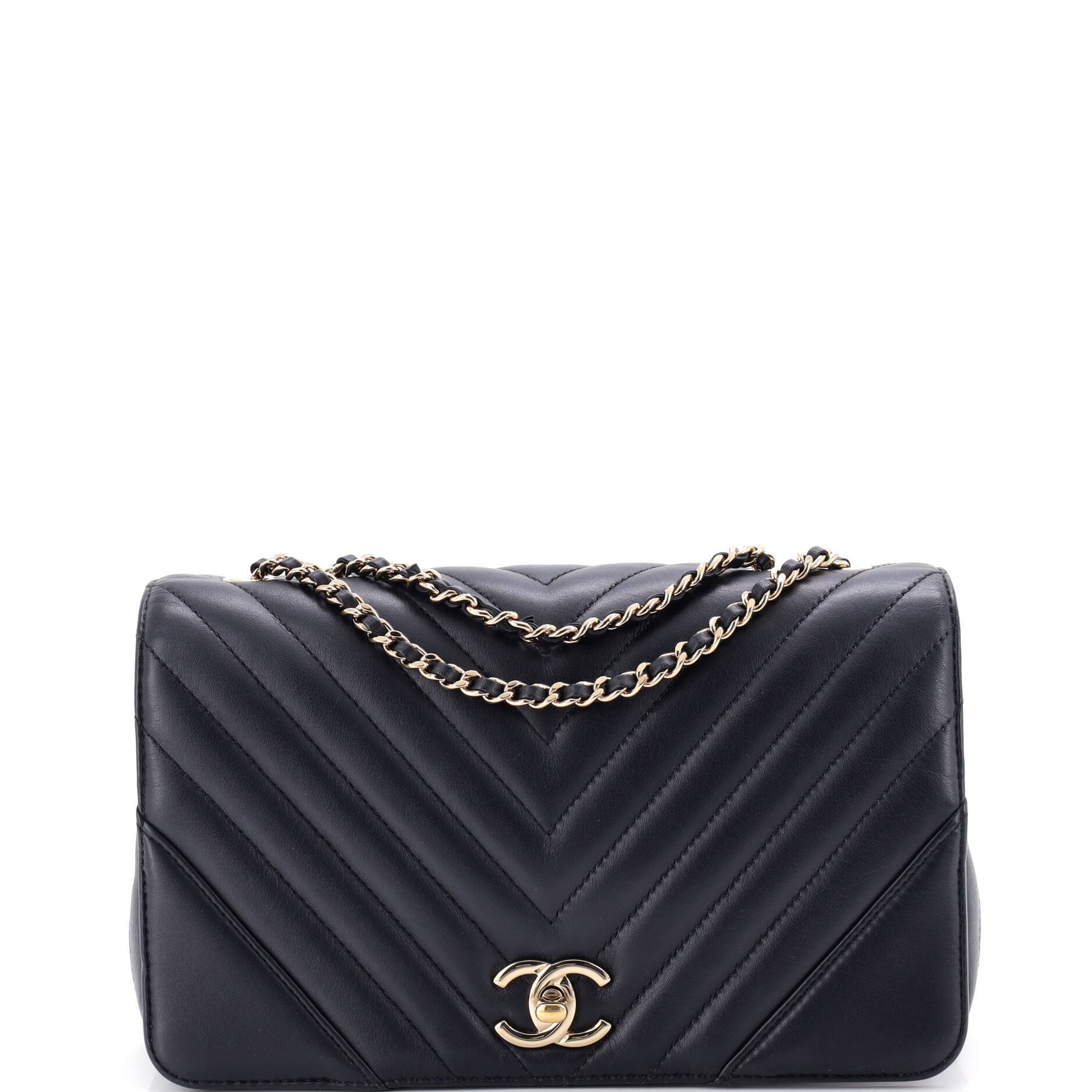 Statement Flap Bag Chevron Calfskin Small