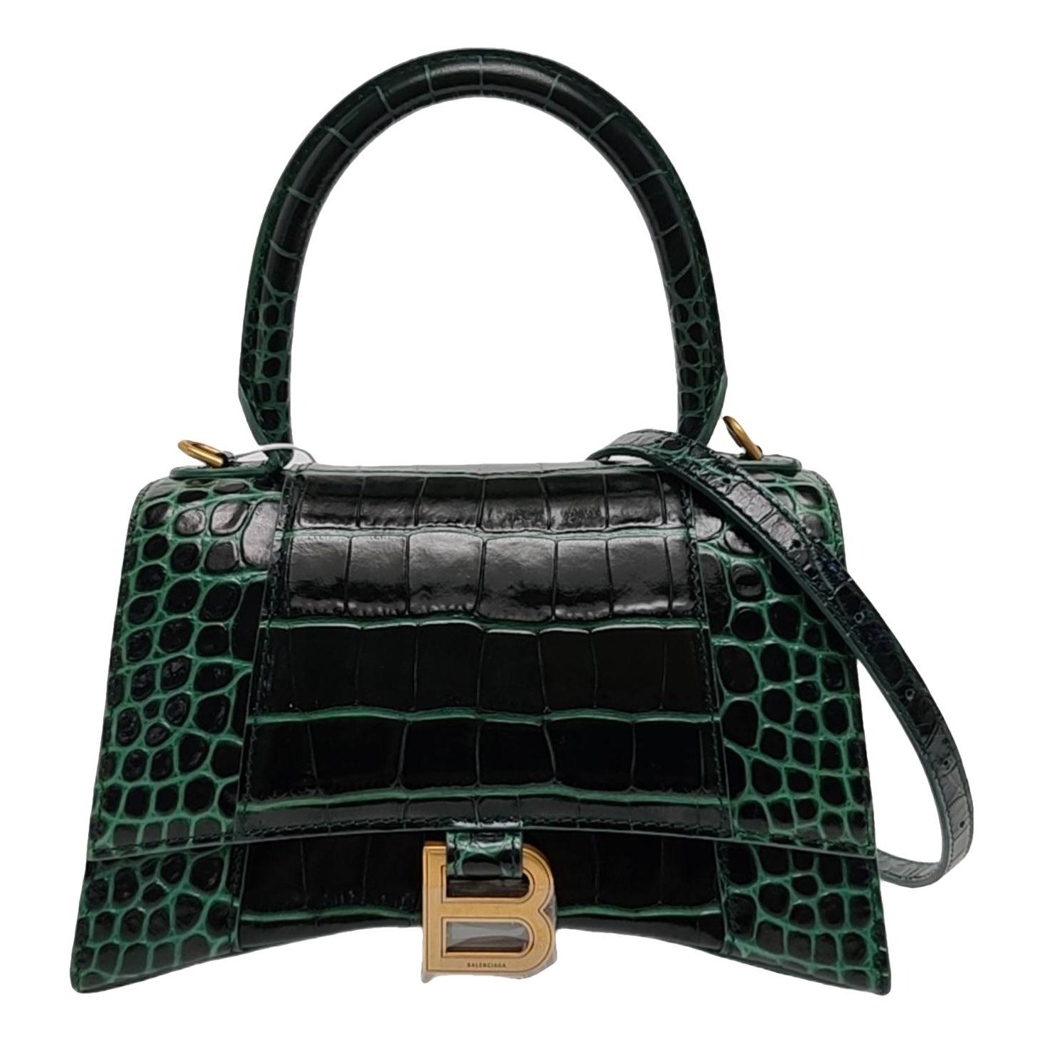 Hourglass leather handbag