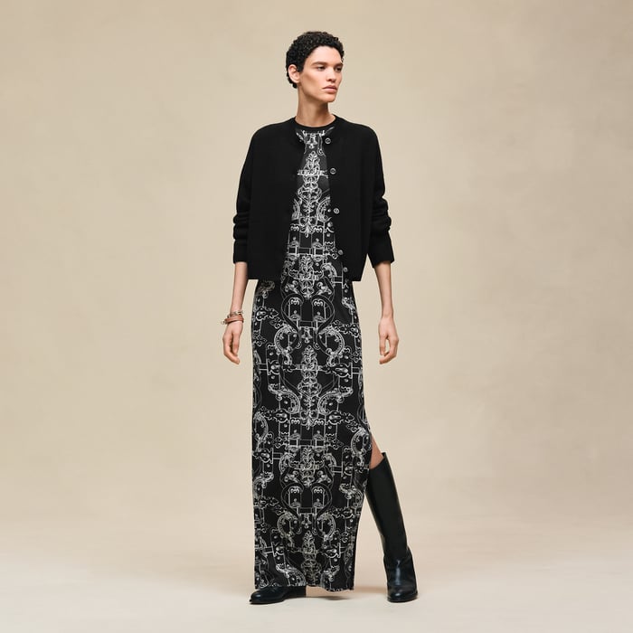 Noir Cashmere Long-sleeve Cardigan