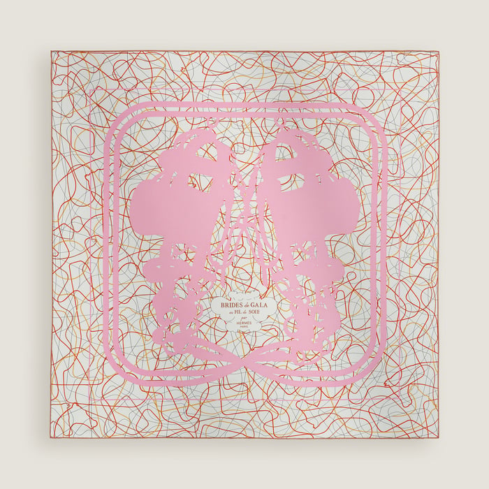 Hermès Brides de Gala au Fil de Soie scarf 90 Blanc/Rose/Caramel