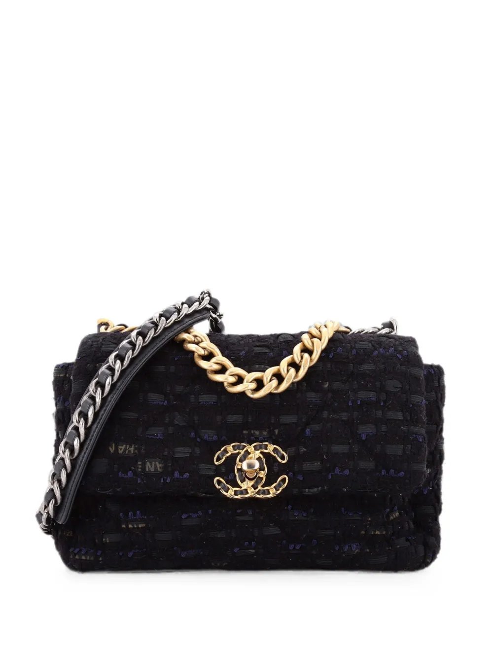 19 Flap Bag Quilted Tweed and Ribbon Medium shoulder bag