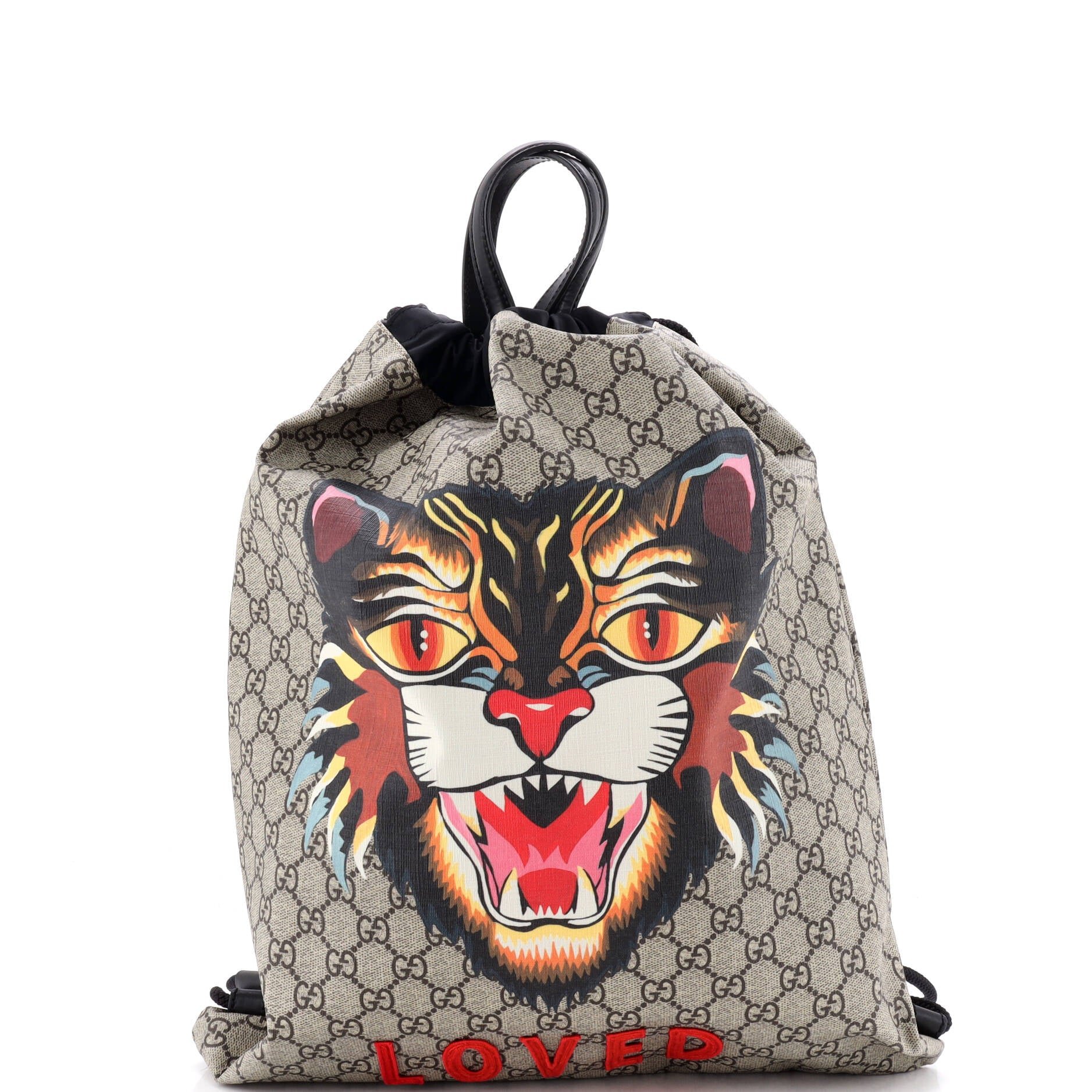 Drawstring Backpack Printed GG Coated Canvas Large