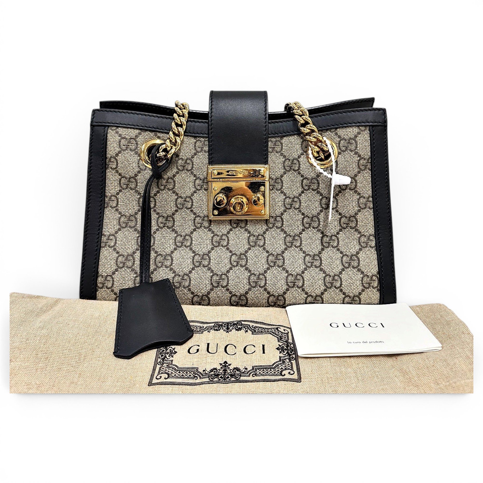 Padlock leather handbag