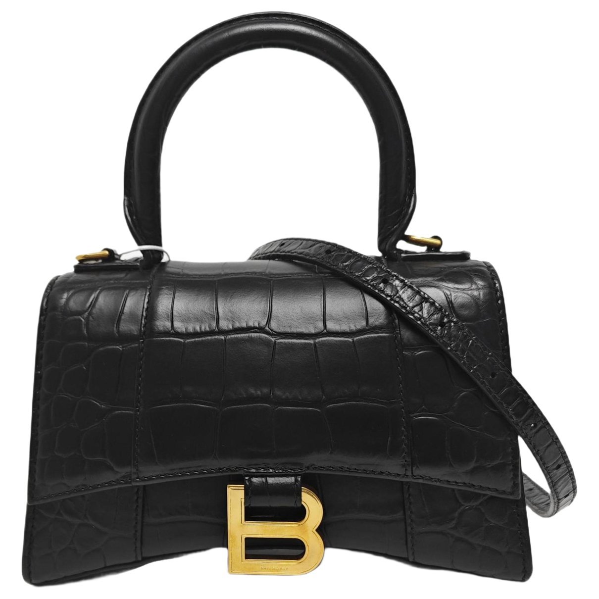 Hourglass leather handbag