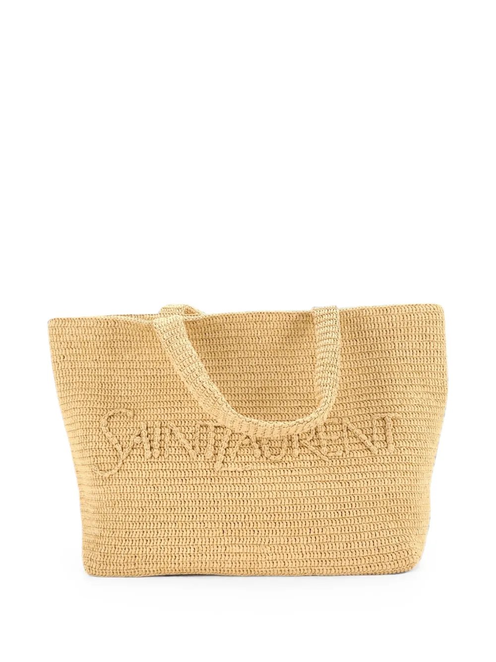 Logo Supple Embroidered Raffia tote bag