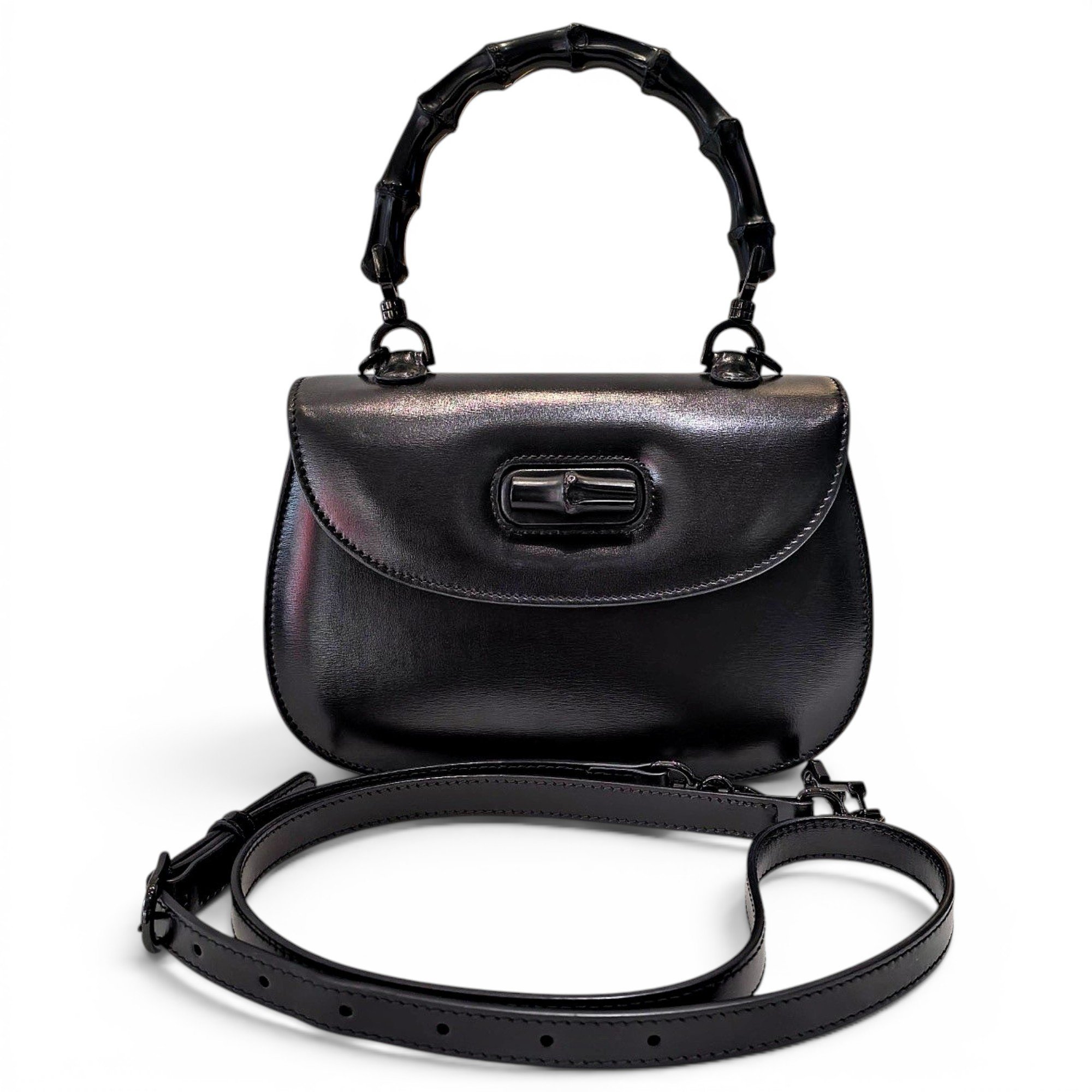 Convertible Bamboo Top Handle leather handbag