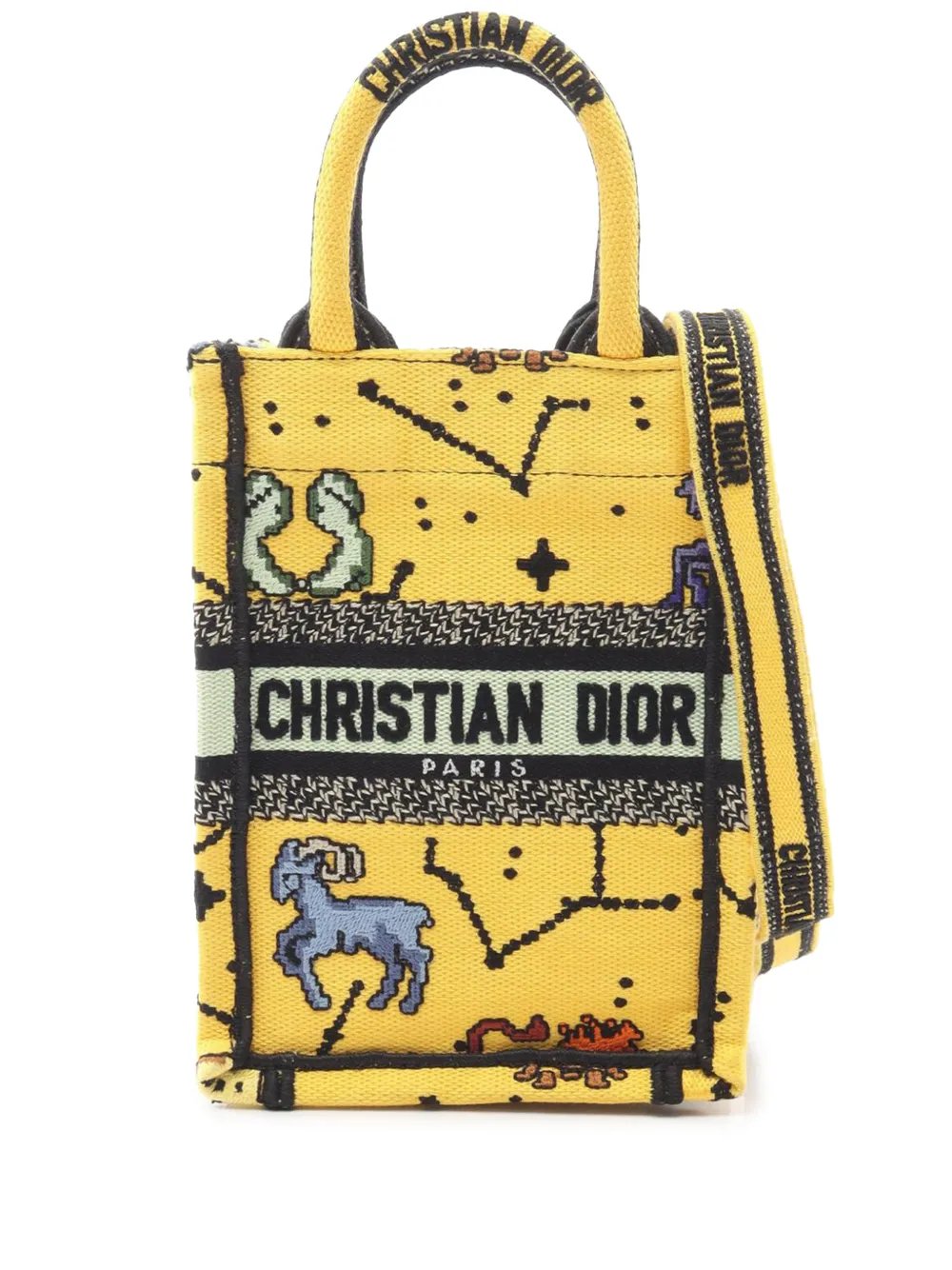 2010-2026 Mini Embroidered Canvas Vertical Book Tote satchel