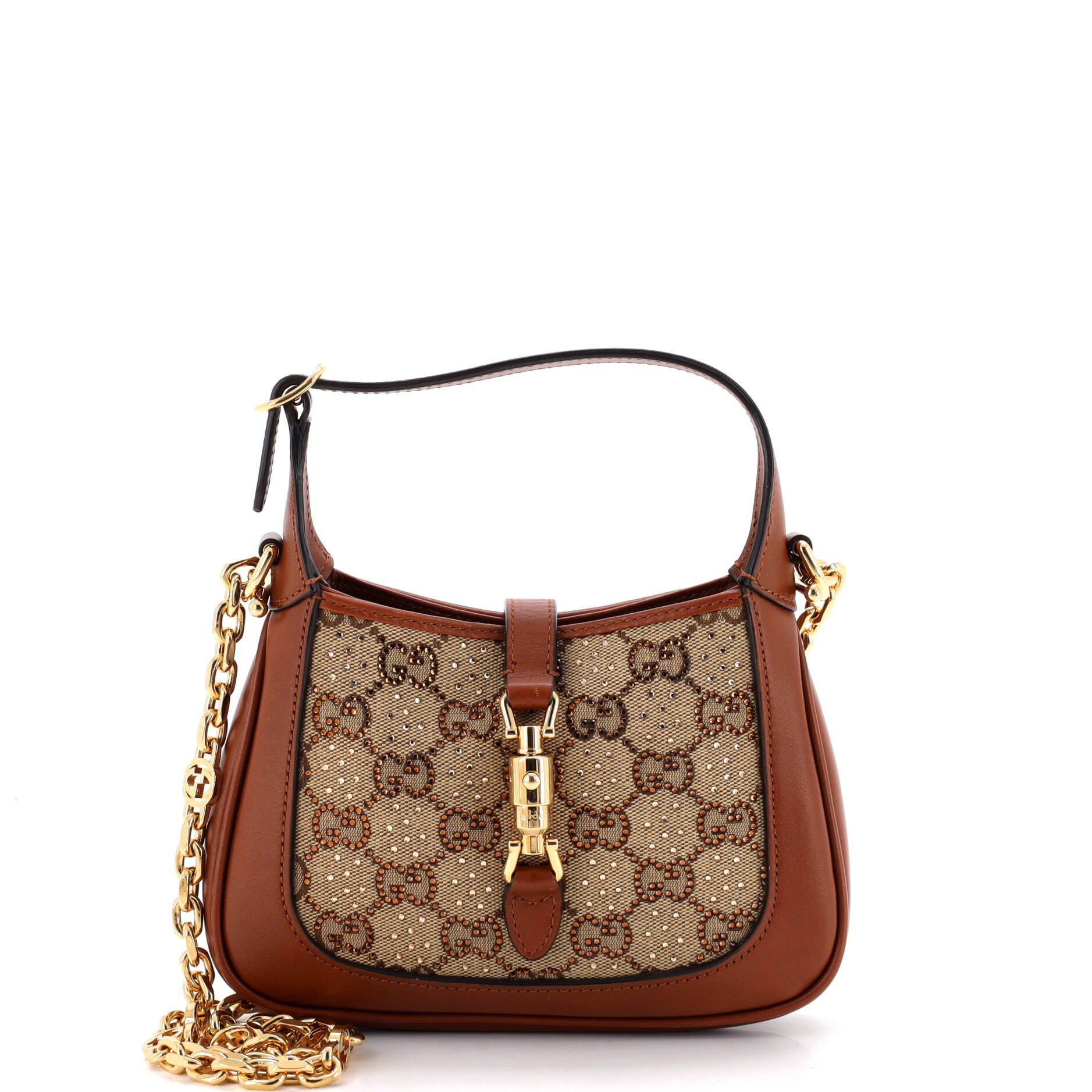 Jackie 1961 Chain Hobo Crystal Embellished GG Canvas Mini