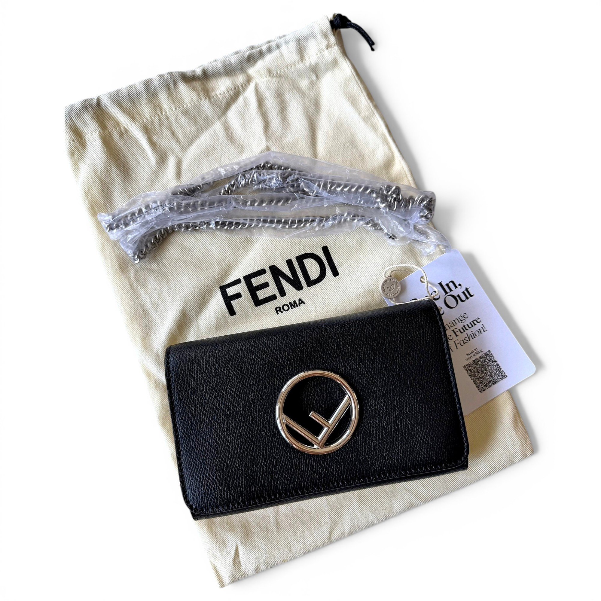 Fendi Kan I logo leather clutch bag