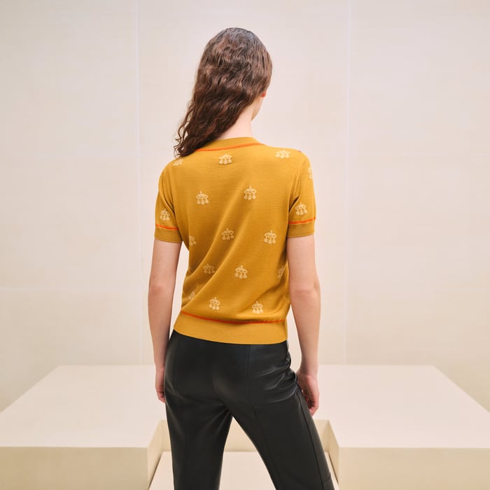 Jaune Gingembre "Mors a Jouets" Embroidered Short-sleeve Sweater