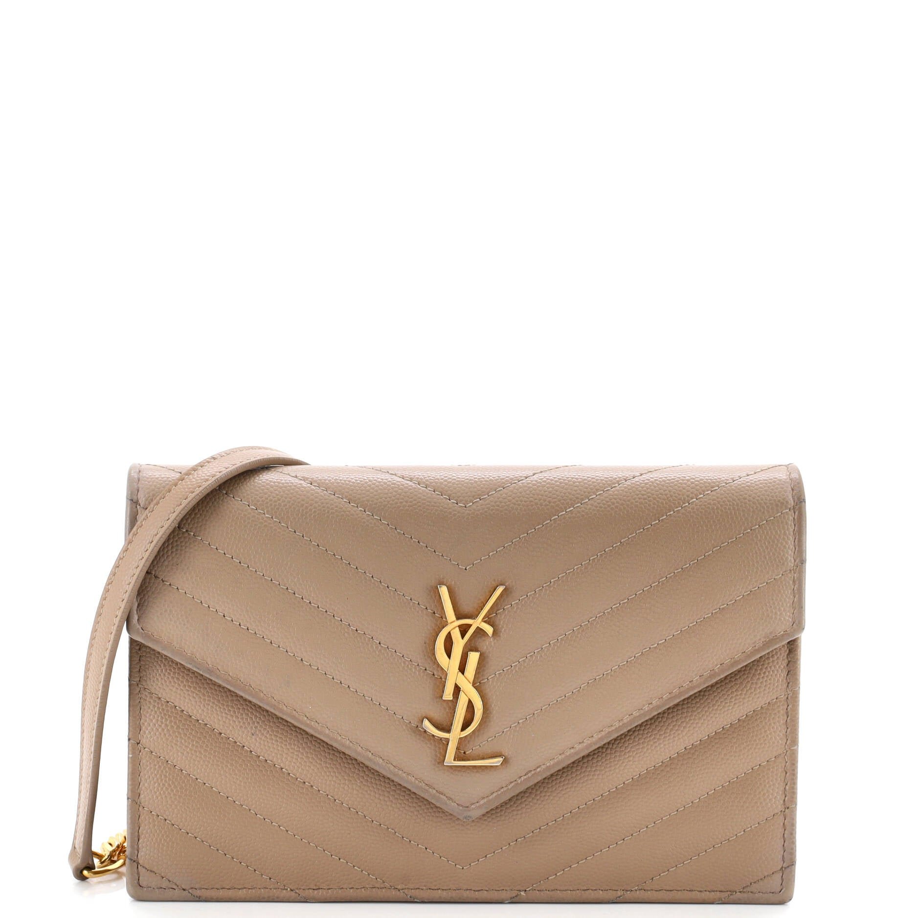 Classic Monogram Wallet on Chain Matelasse Chevron Leather Small