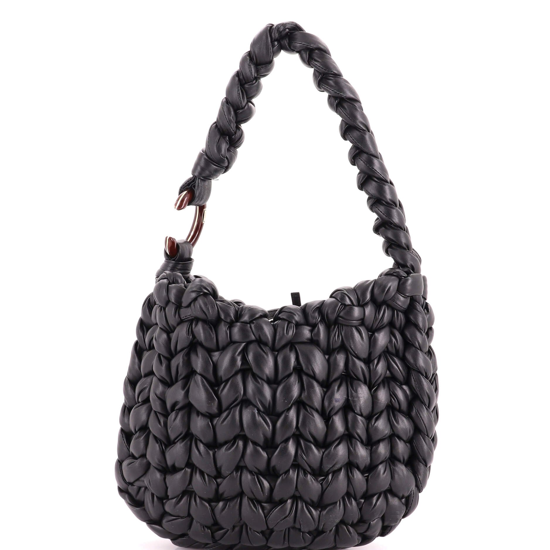 Wooden C Hobo Woven Leather Large