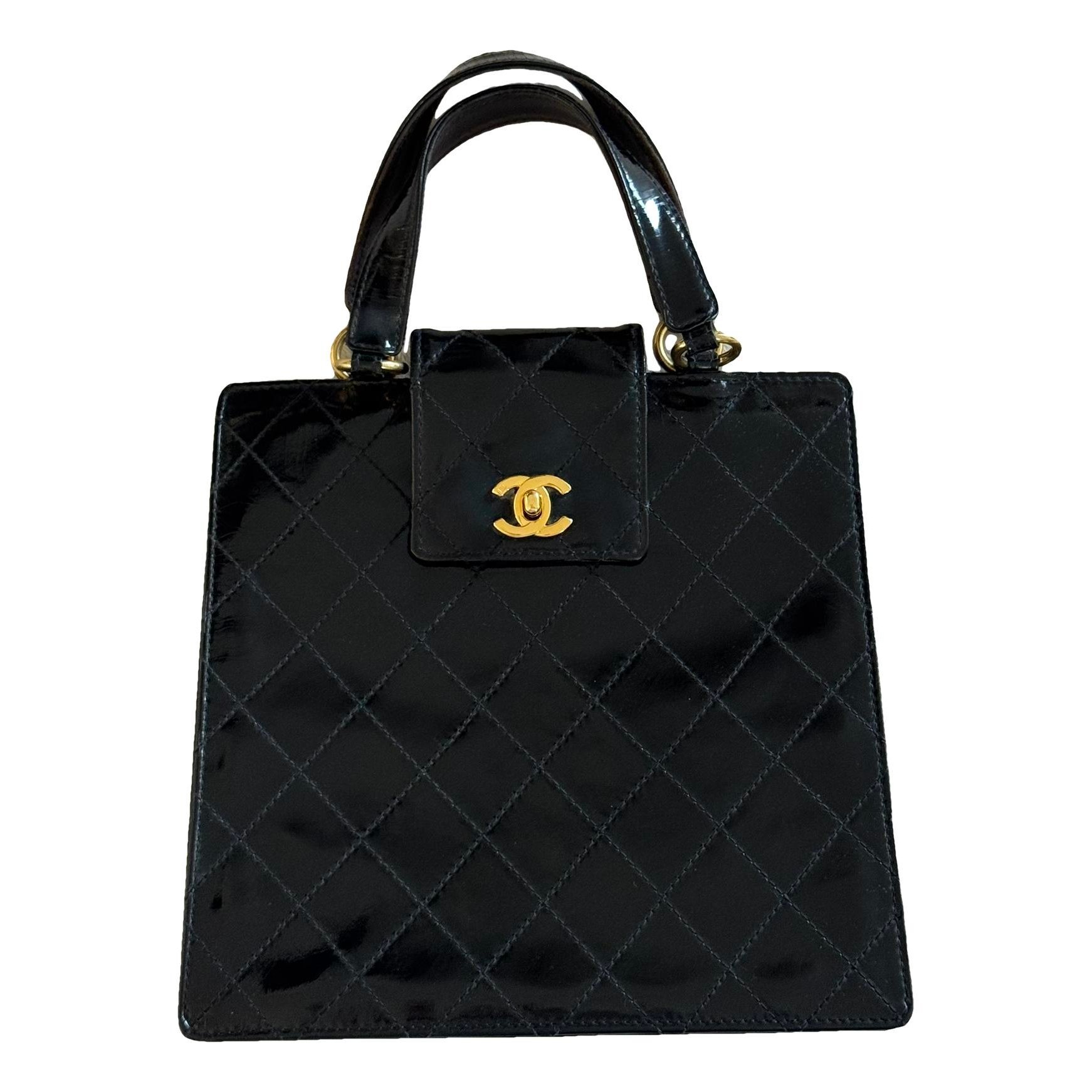 Statement patent leather tote