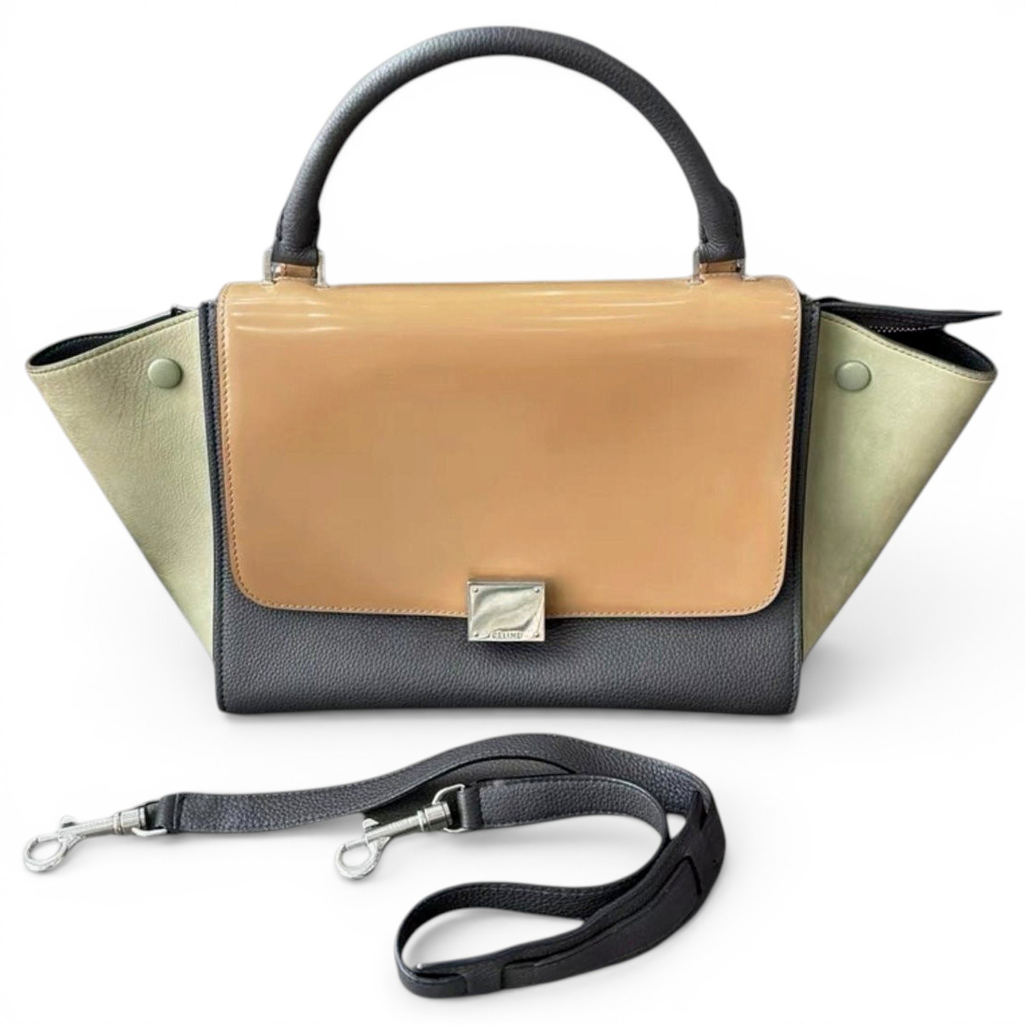Trapèze leather handbag