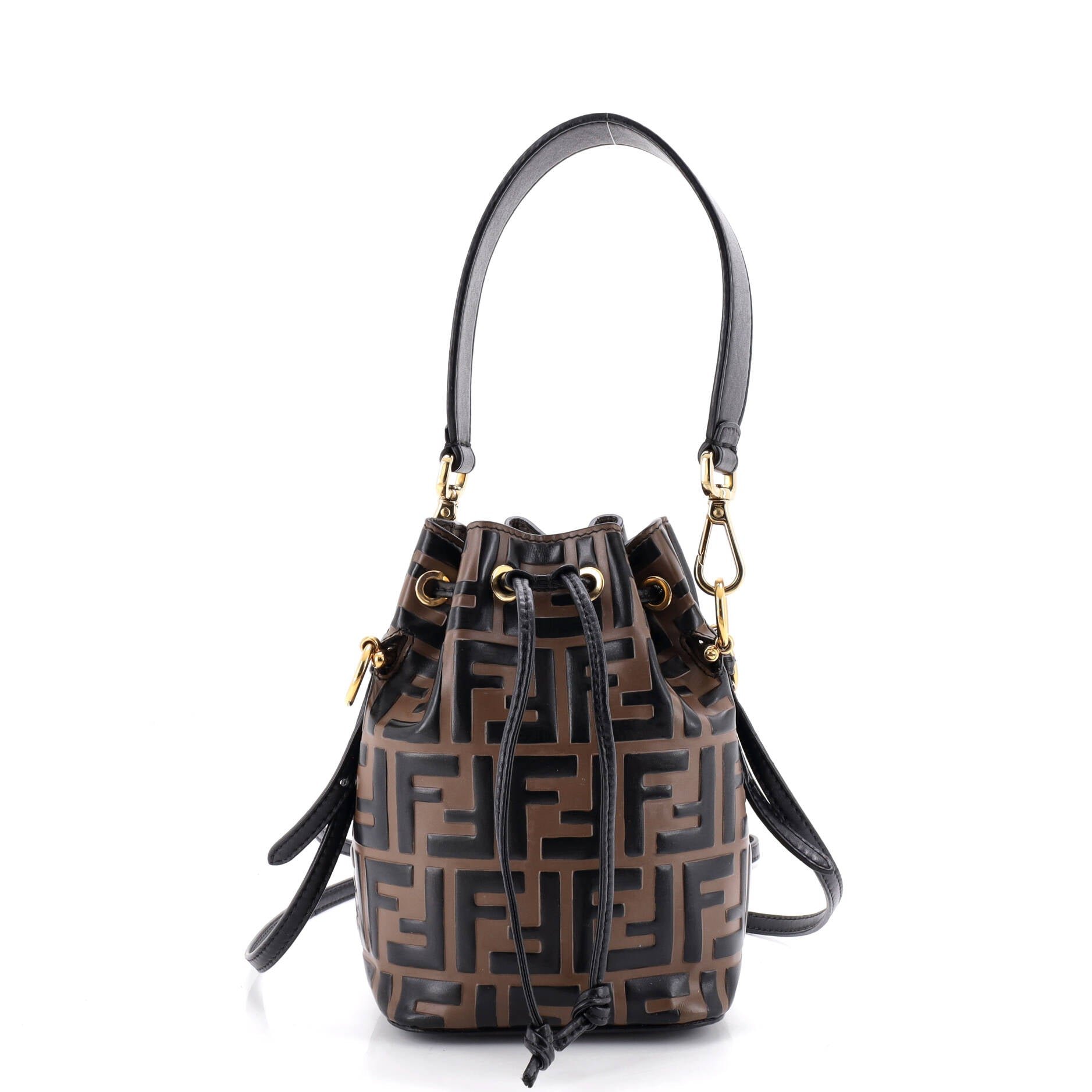 Mon Tresor Bucket Bag Zucca Embossed Leather Mini