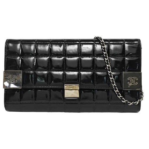 East West Chocolate Bar patent leather handbag