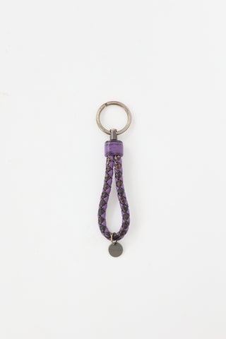 Intrecciato Leather Keychain