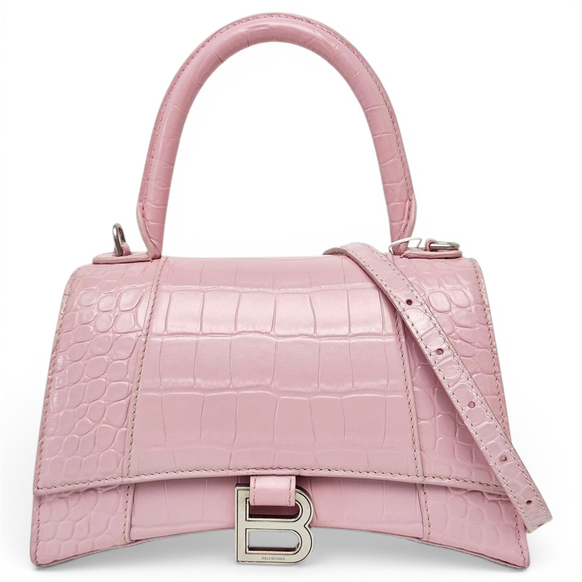 Hourglass leather handbag