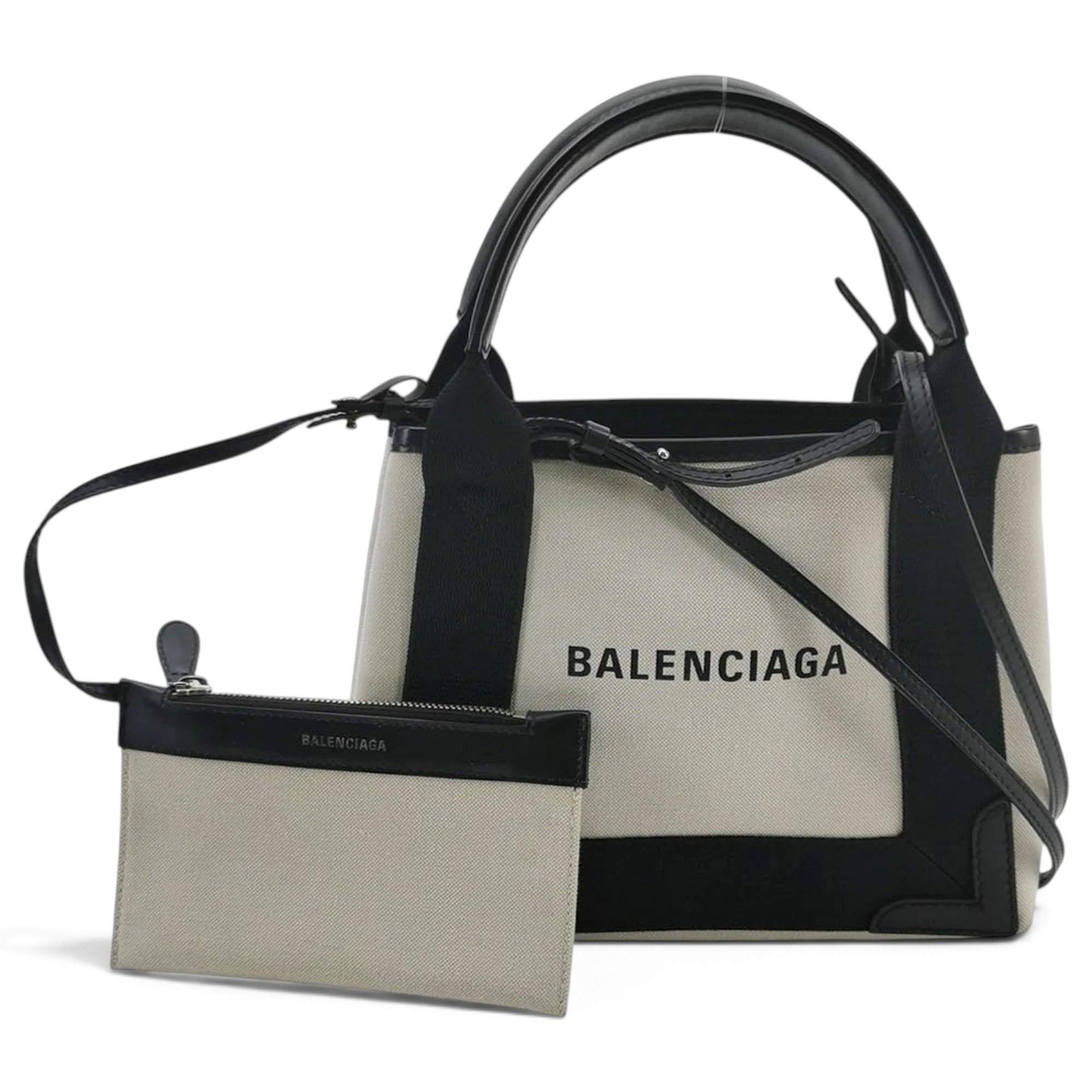 Navy cabas leather handbag