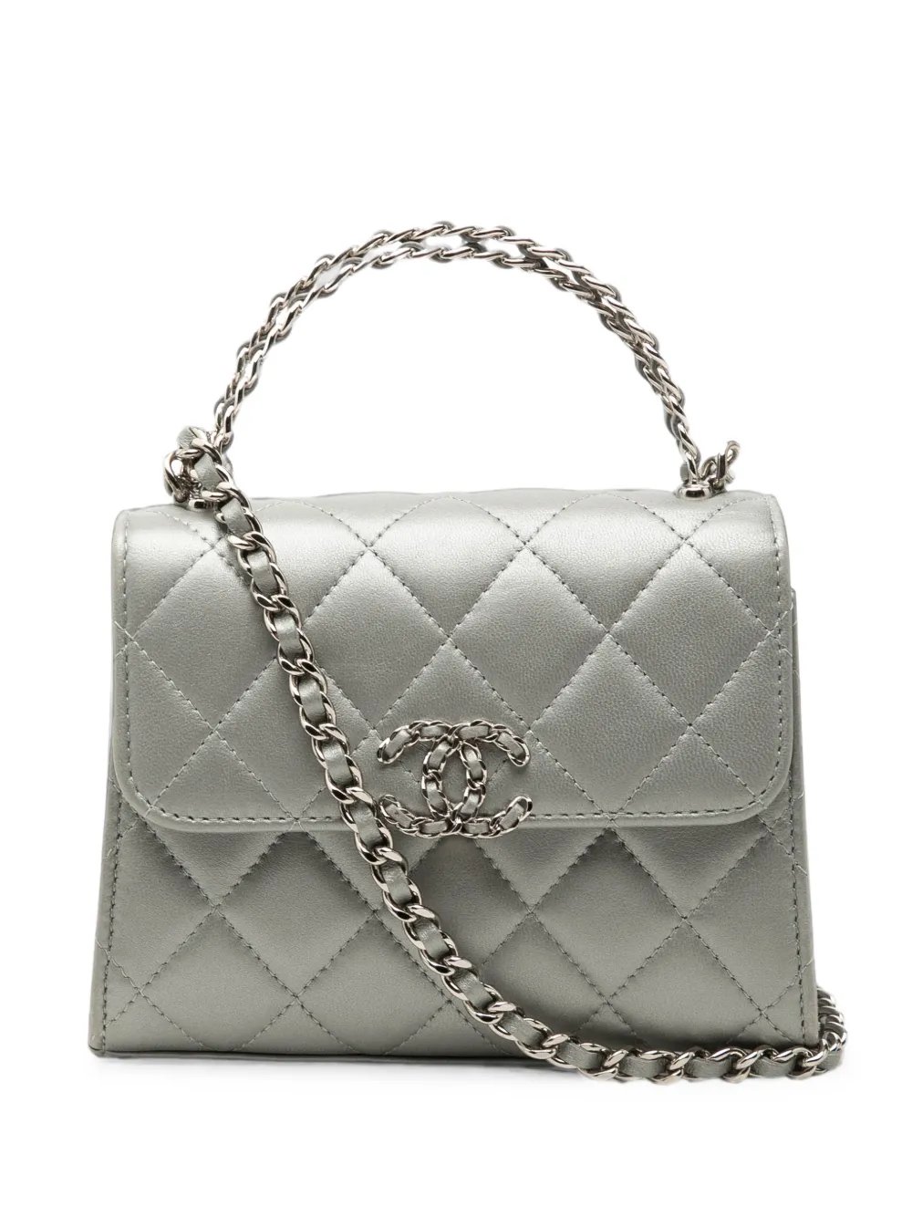 2021-2026 Mini CC Metallic Lambskin Top Handle Clutch With Chain satchel