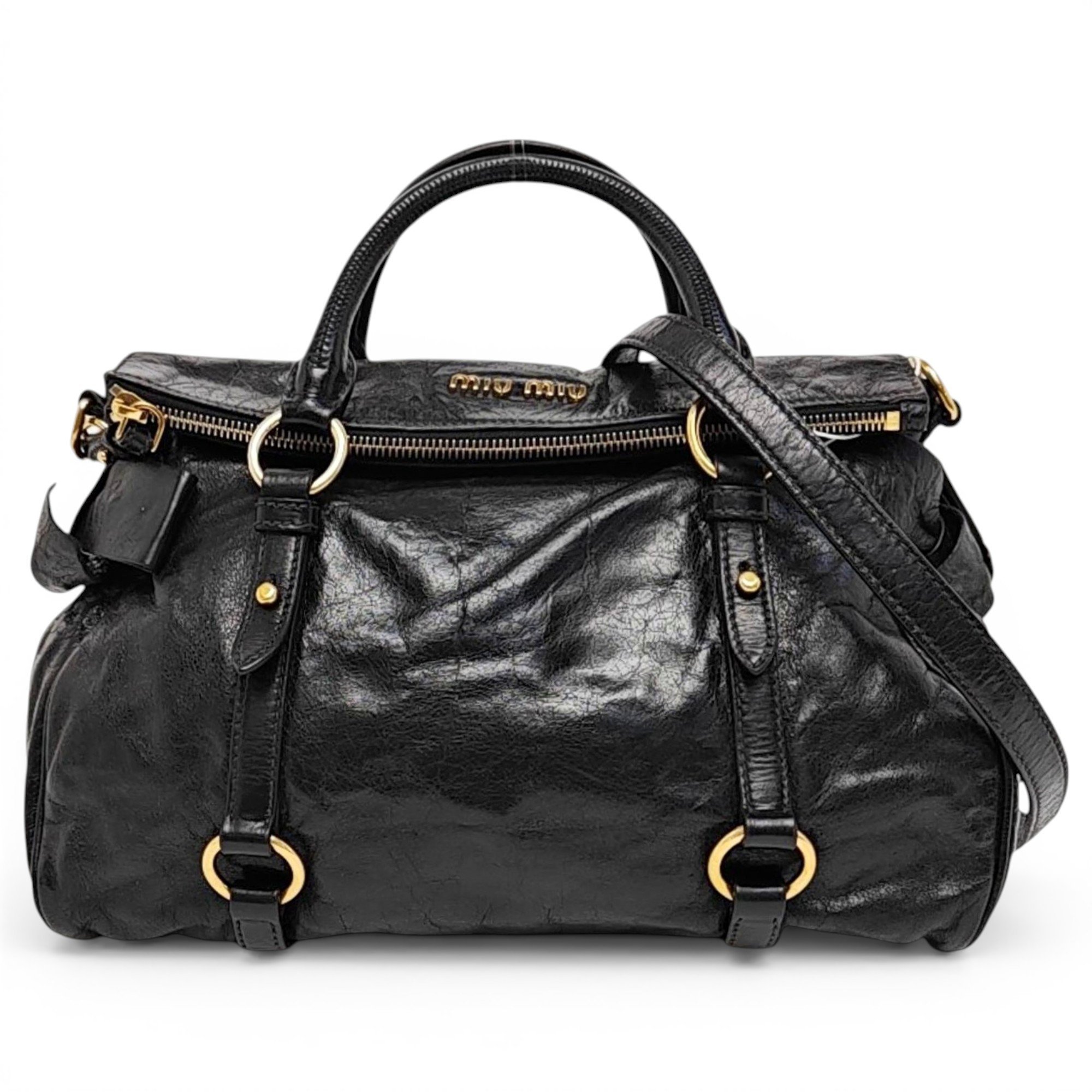 Bow bag leather handbag