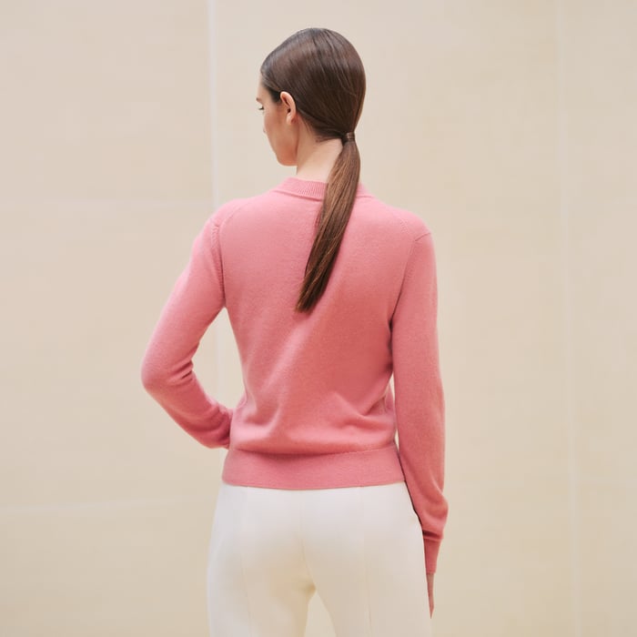 Rose Incarnat Cashmere "H Lift" Long-sleeve Sweater