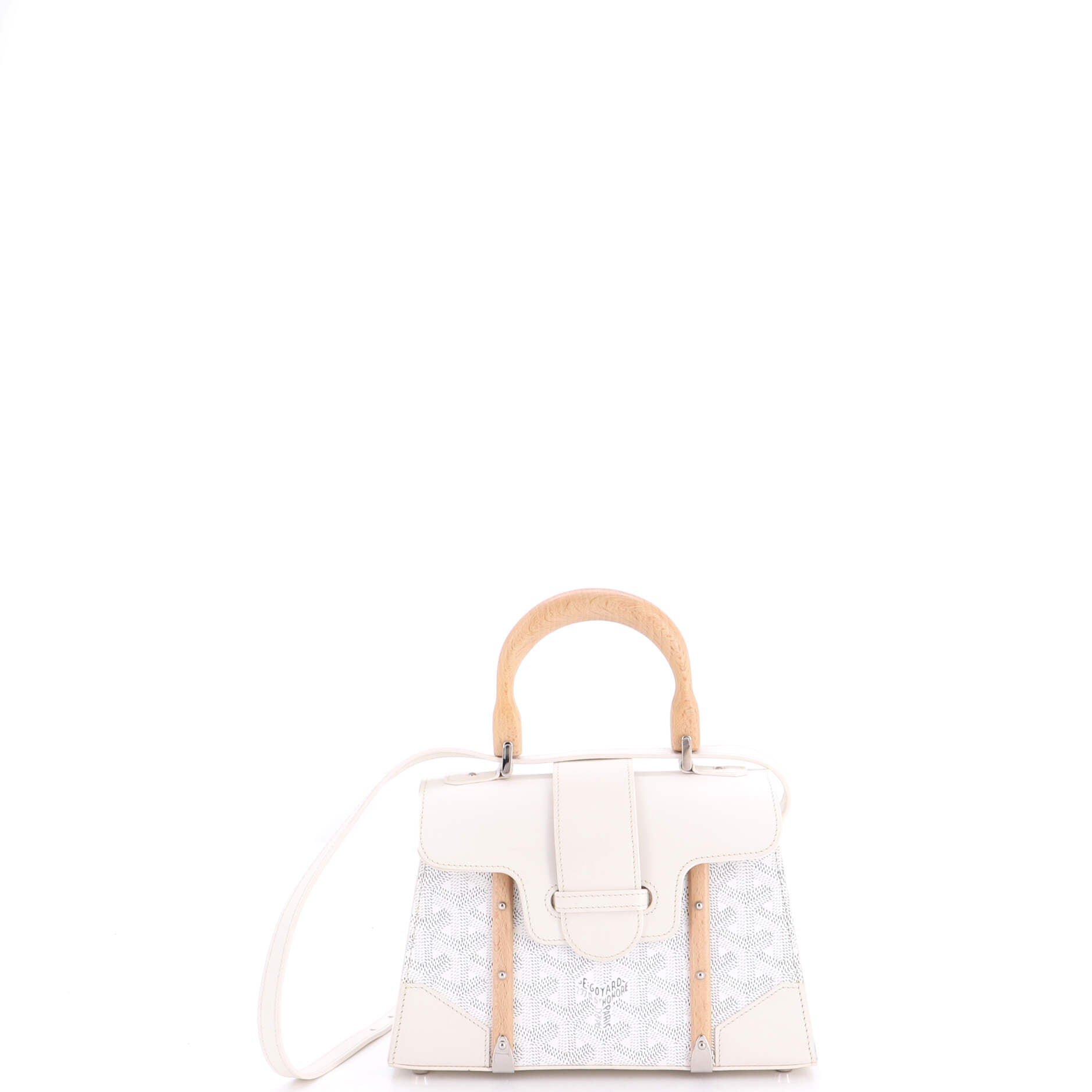 Structured Saigon Top Handle Bag Coated Canvas with Leather Mini