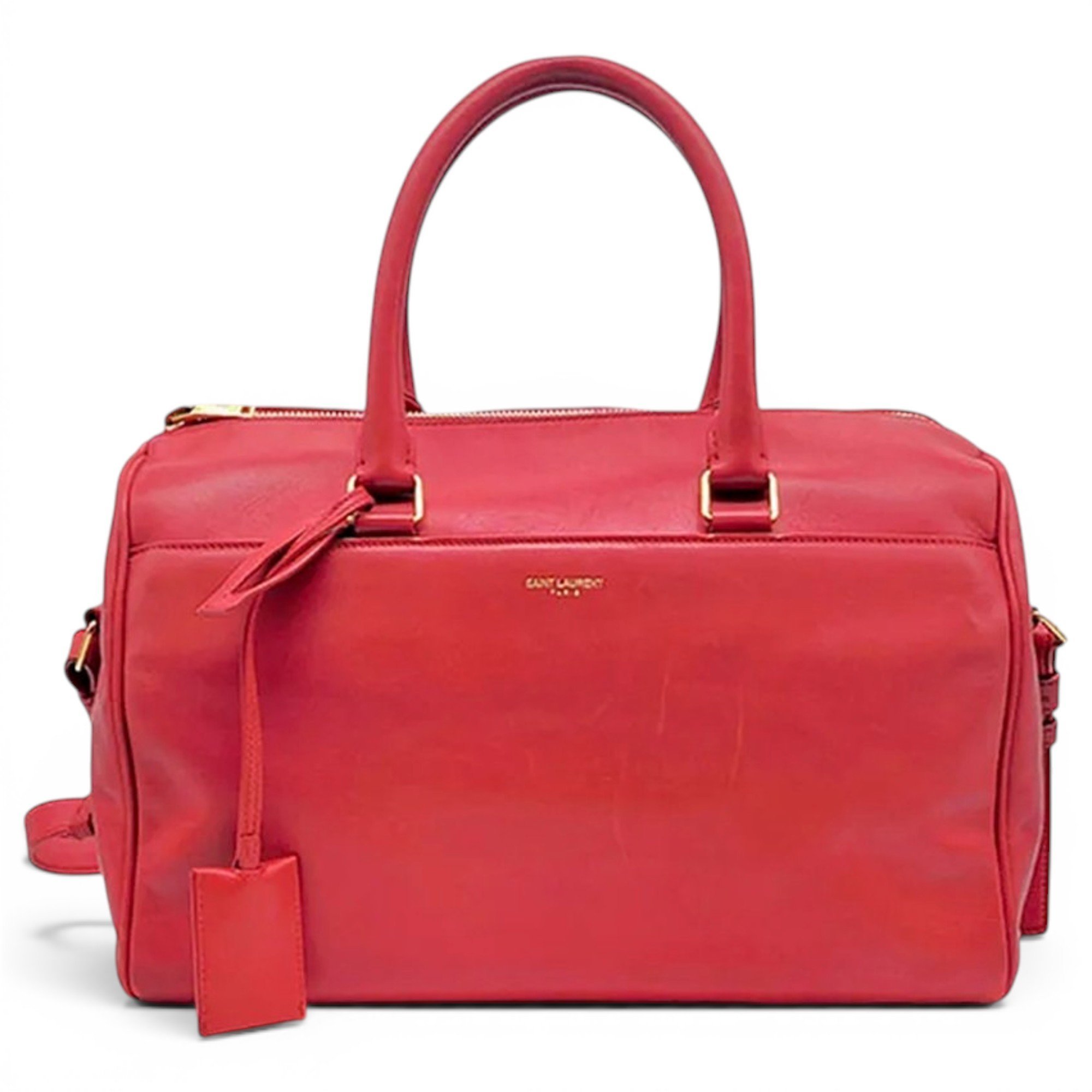 Duffle leather handbag