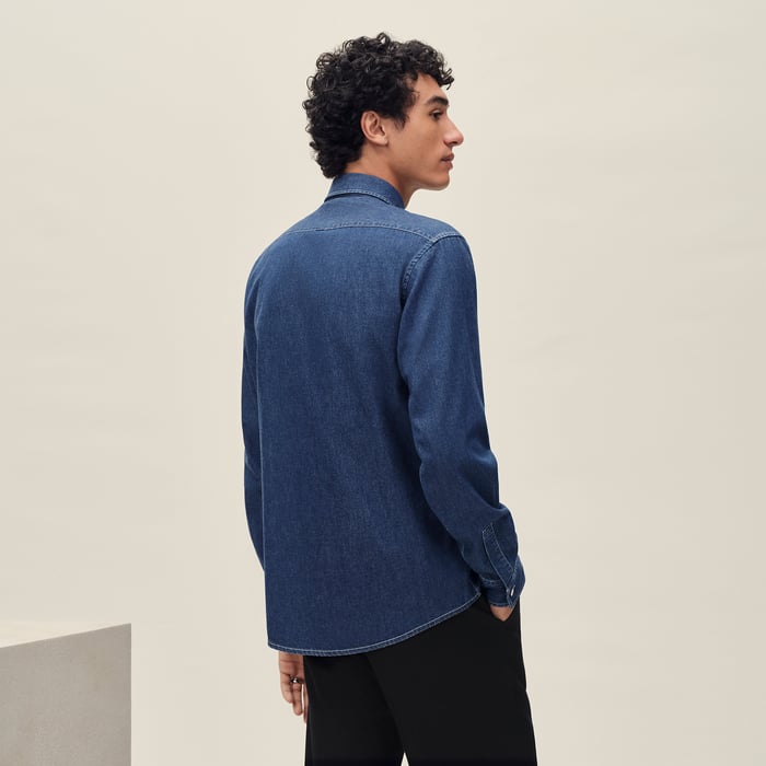 Indigo Lavé Straight Cut Shirt With Louis Collar