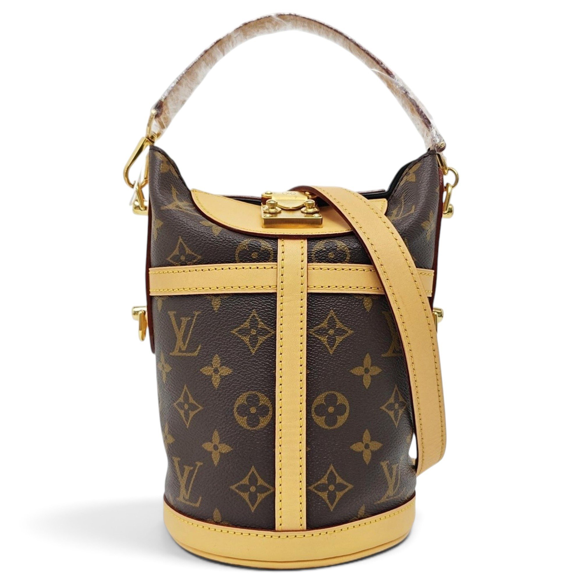 Duffle leather handbag