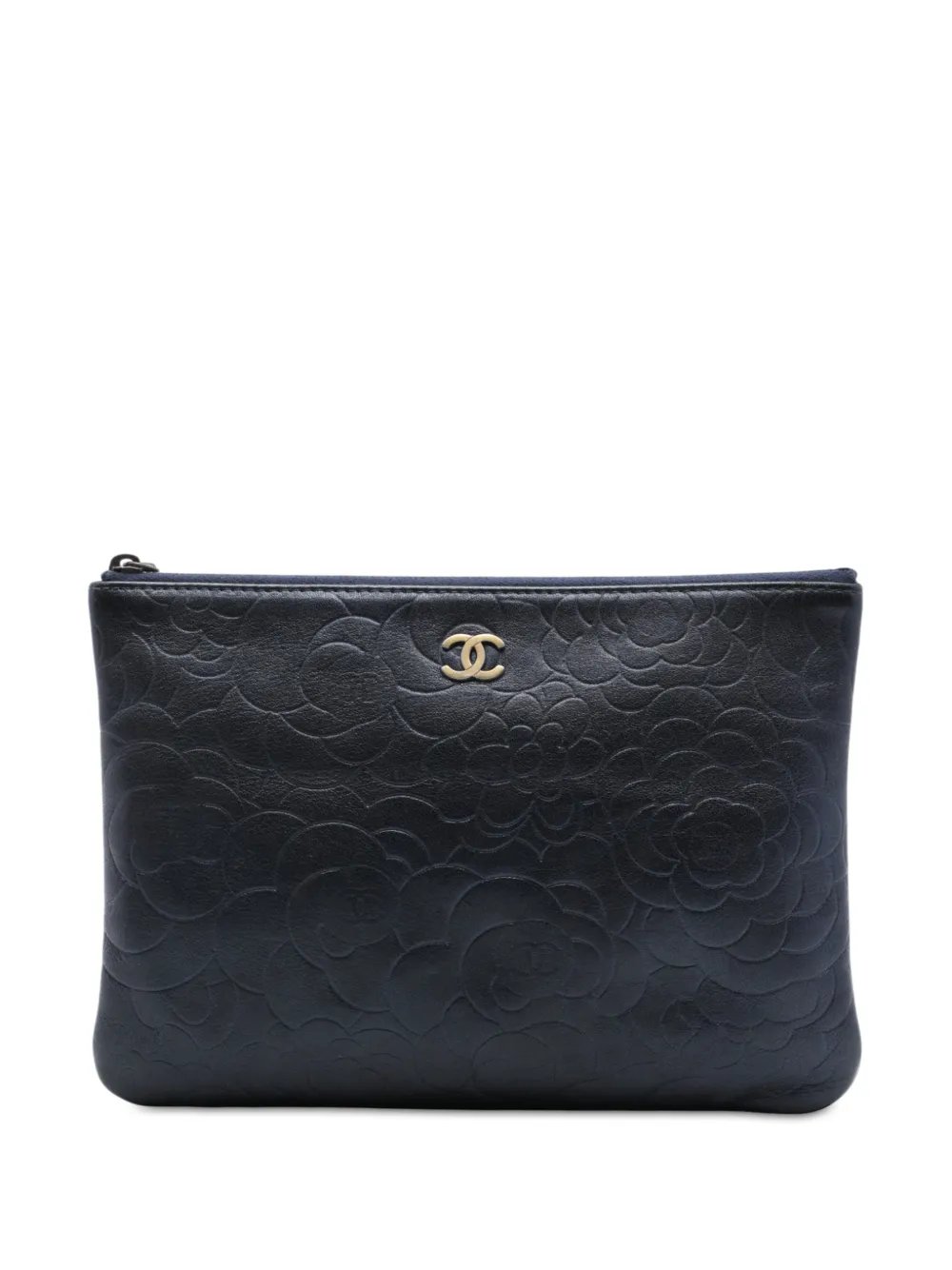 Chanel 2013-2014 Medium CC Embossed Lambskin Camellia O Case clutch bag