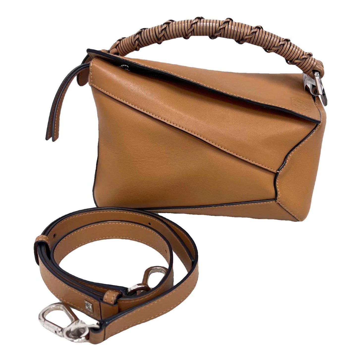 Puzzle leather handbag